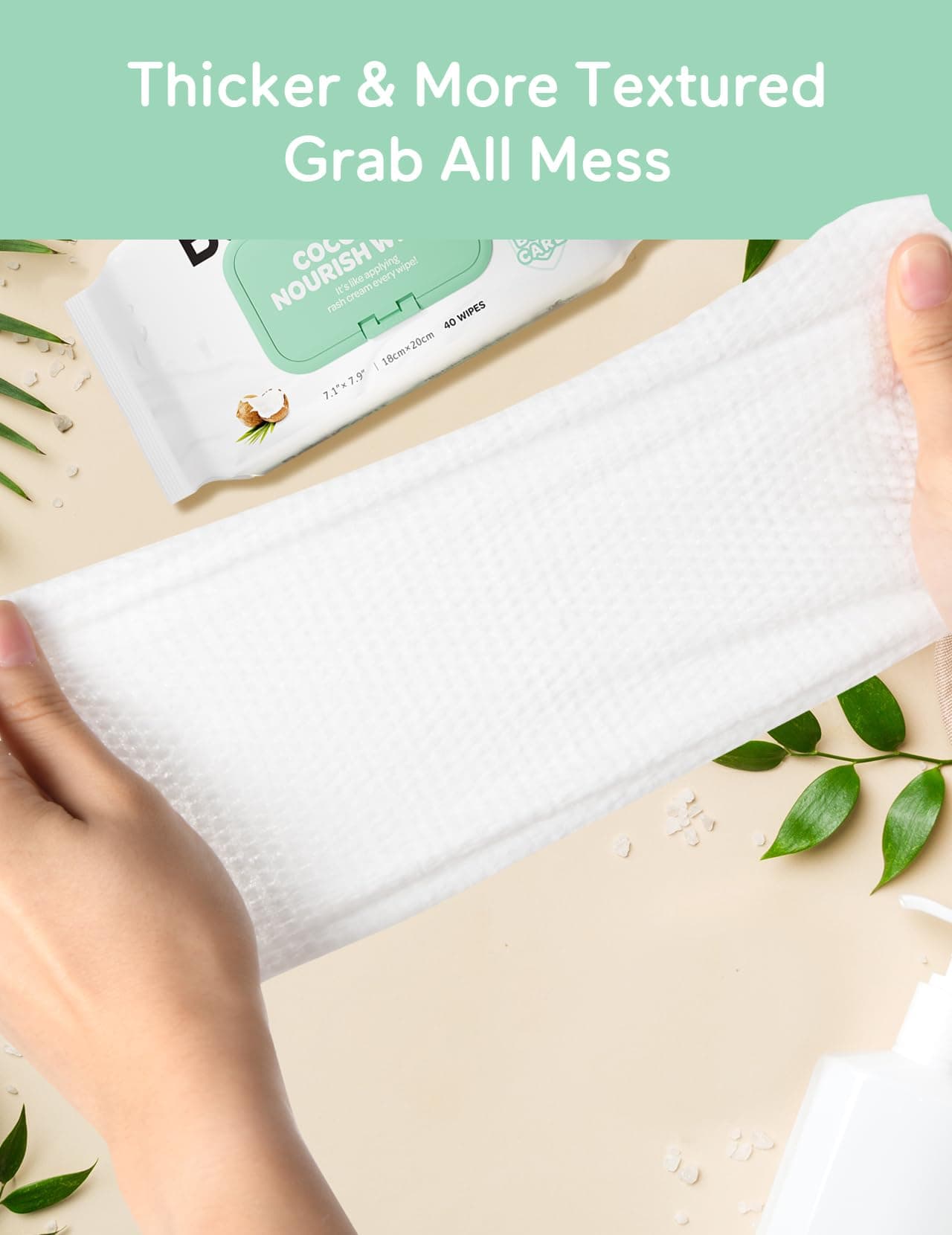 Baby Wipes, Cleansing & Moisturizing 2-in-1 Babycozy Sensitive, 100% Plant Fiber - Thumbnail 7