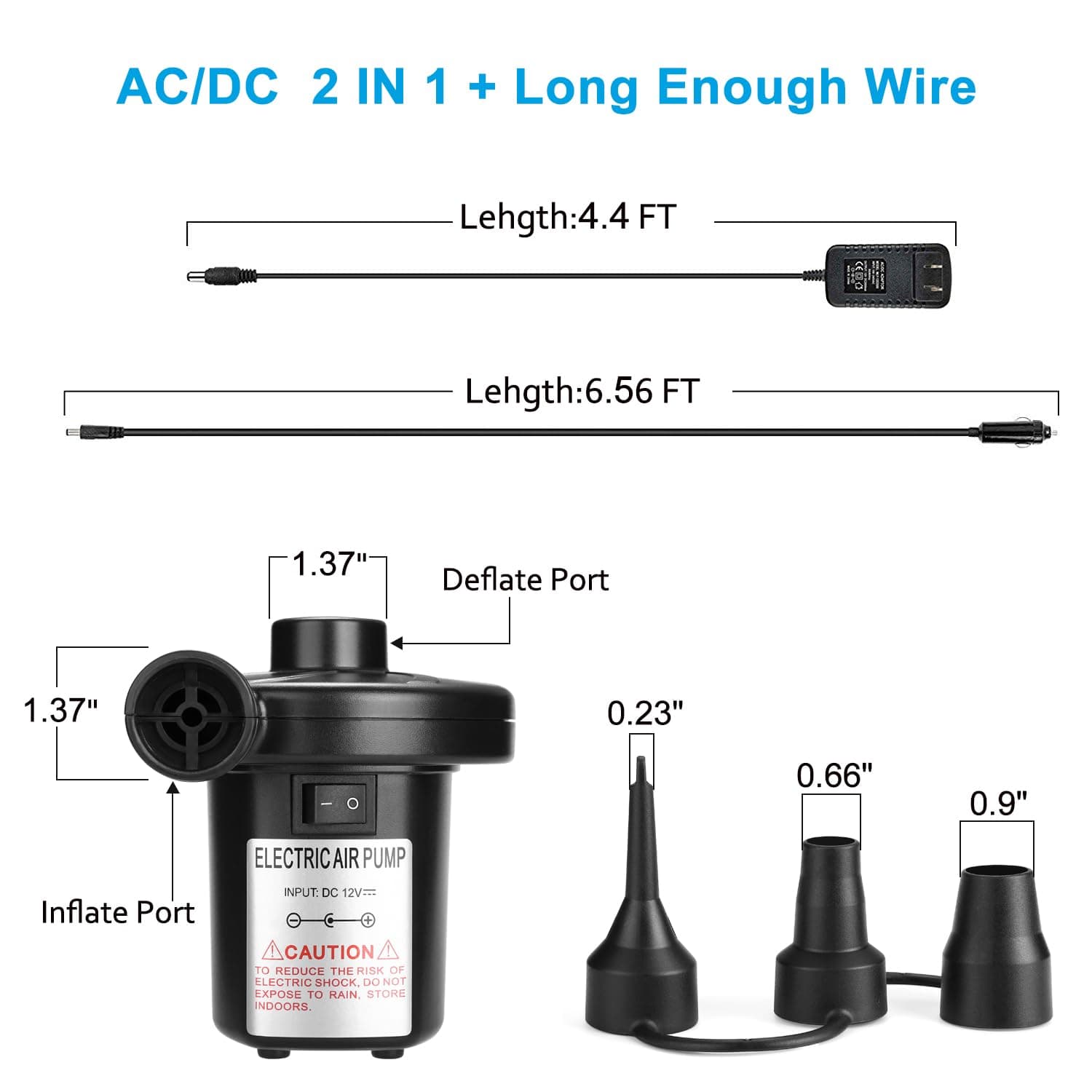 AGPTEK Electric Air Pump,Portable Air Pump with 3 Nozzles, 4.5kPa Quick-Fill,110 - Thumbnail 5