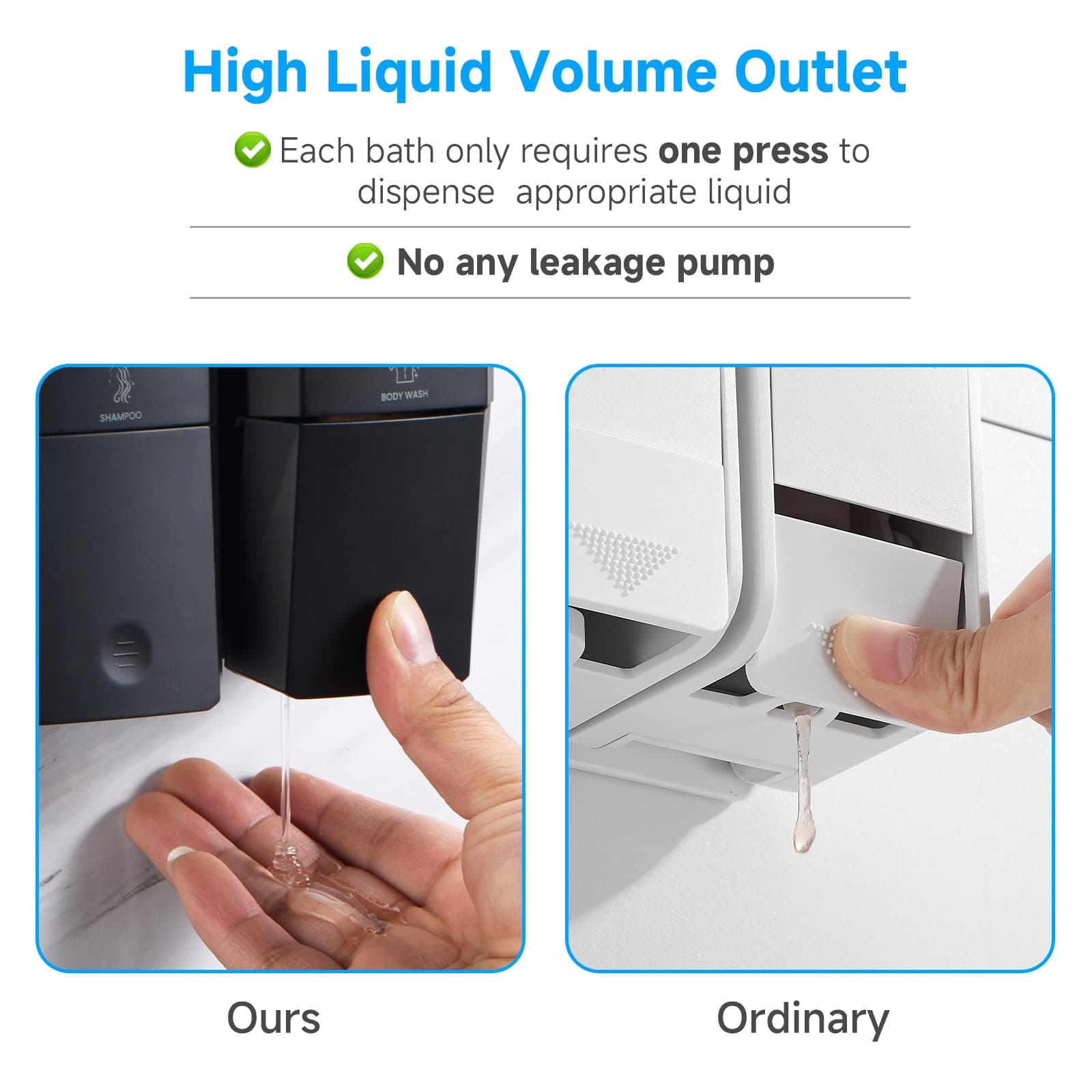 GlintGath Shower Dispenser 3 Chamber No Drill Wall Mounted Shampoo Conditioner B - Thumbnail 4