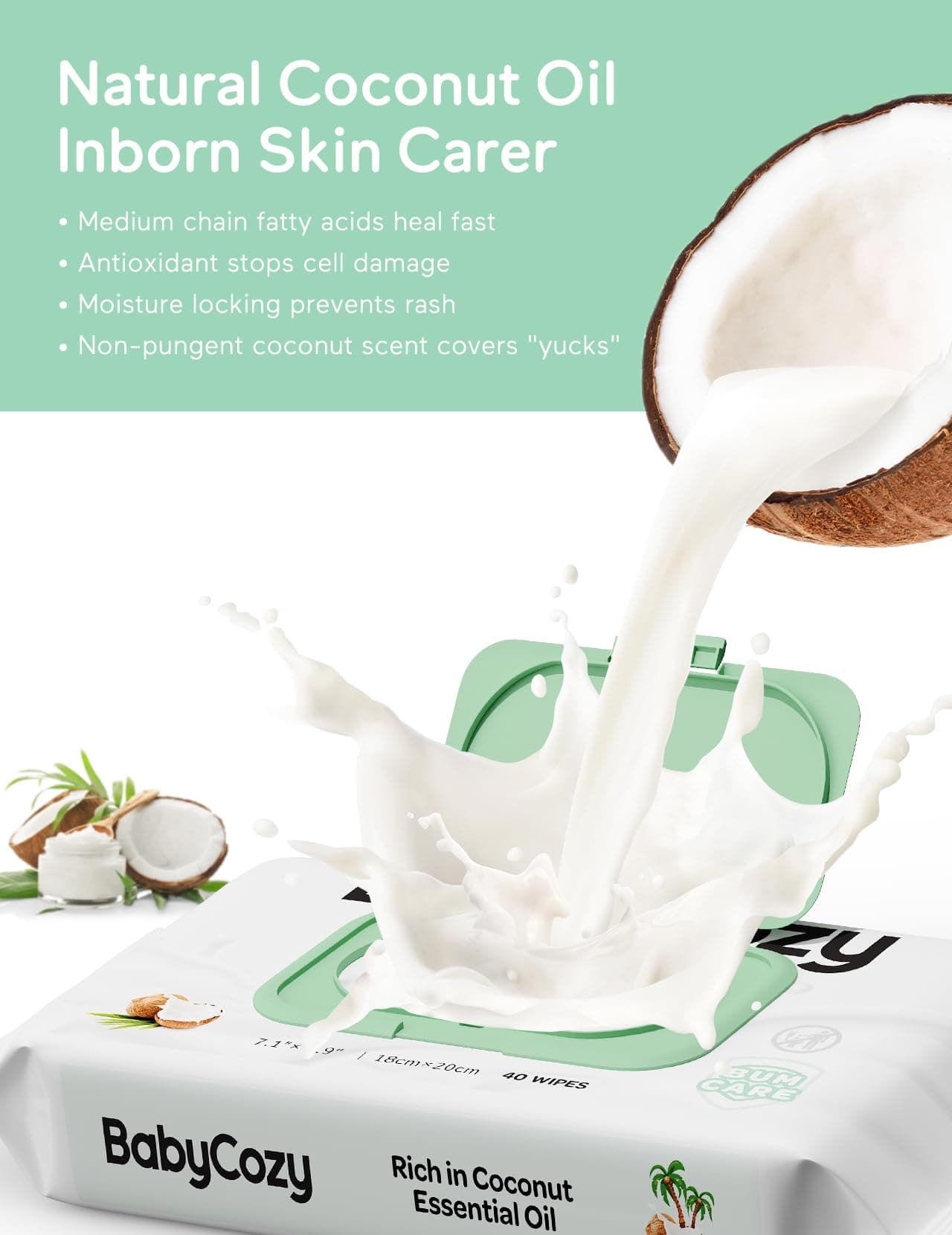 Baby Wipes, Cleansing & Moisturizing 2-in-1 Babycozy Sensitive, 100% Plant Fiber - Thumbnail 5