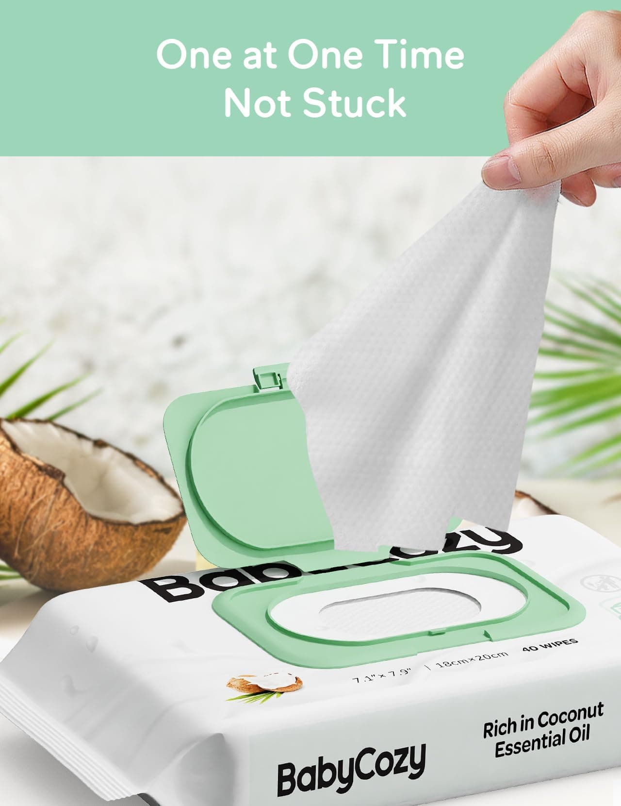 Baby Wipes, Cleansing & Moisturizing 2-in-1 Babycozy Sensitive, 100% Plant Fiber - Thumbnail 6