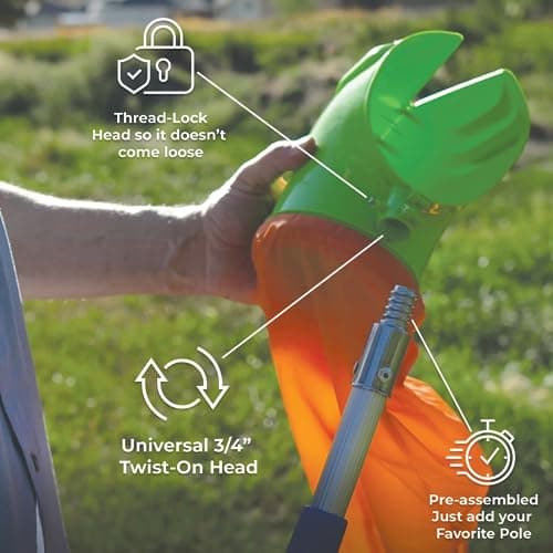 Easy Pickins EP-FH-1 Fruit Picker Basket with Funnel, Green - Thumbnail 3