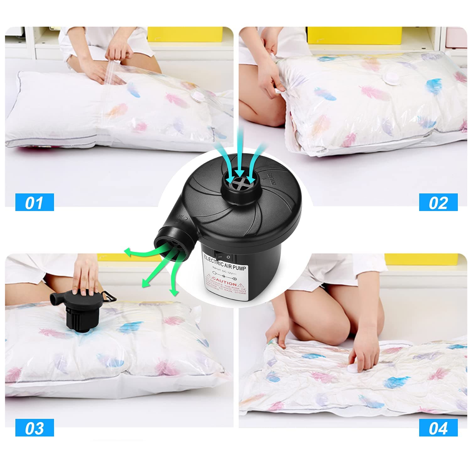 AGPTEK Electric Air Pump,Portable Air Pump with 3 Nozzles, 4.5kPa Quick-Fill,110 - Thumbnail 9