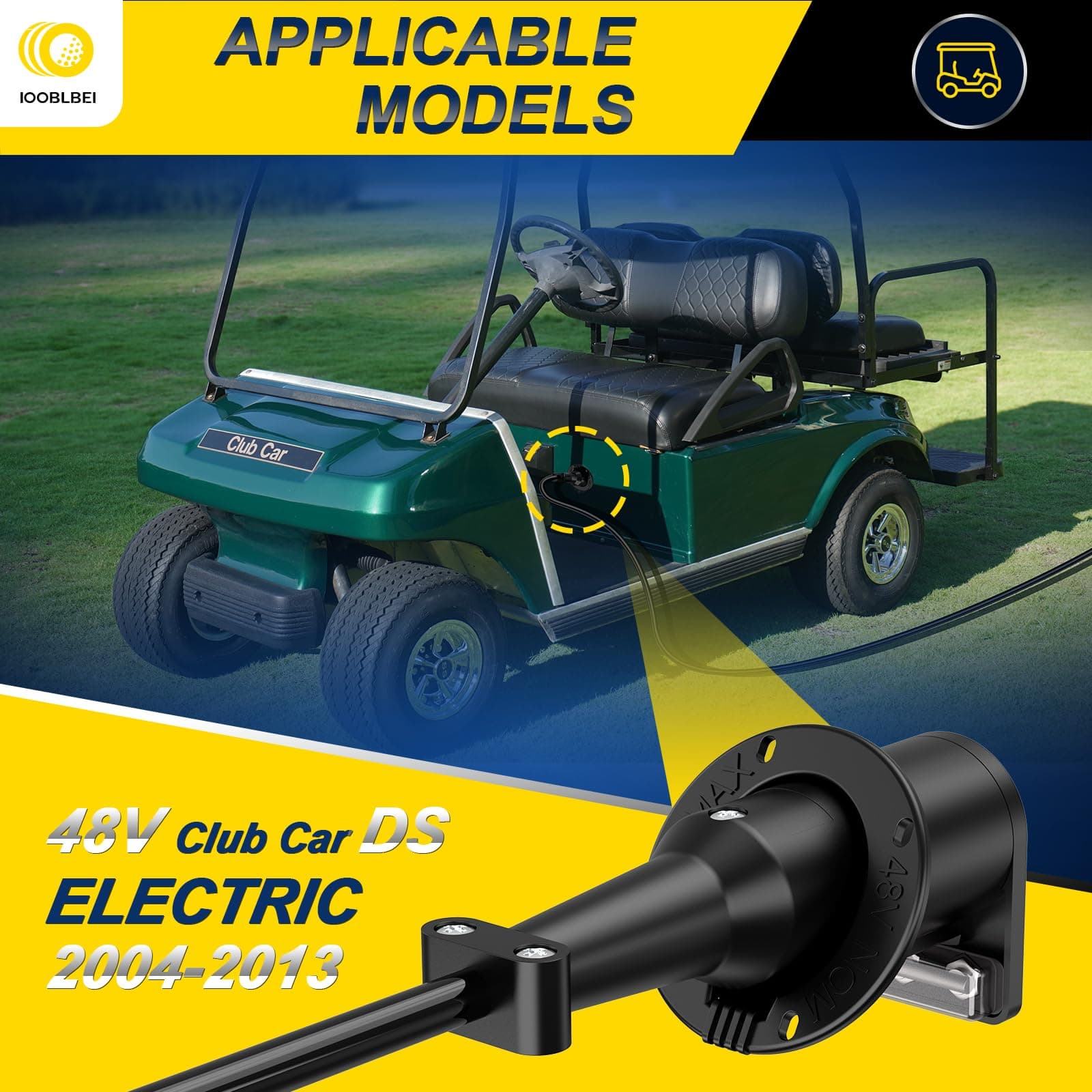 Club Car 48V Charging Port Plug Golf Cart Charger Receptacle Cord Handle Replace - Thumbnail 3