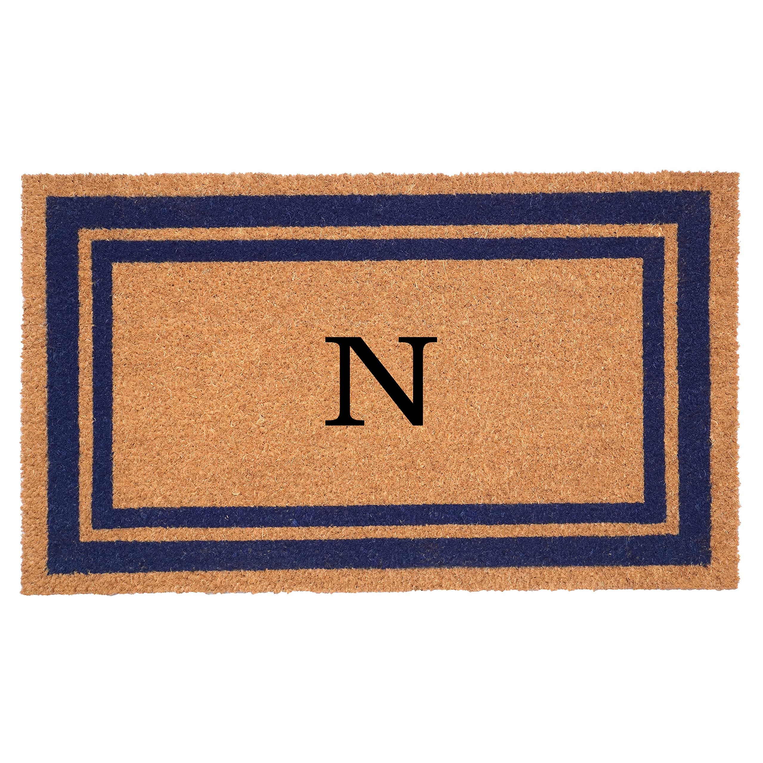 Calloway Mills 153001830N Dark Blue Border 18" x 30" Monogram Doormat (Letter N) - Thumbnail 2