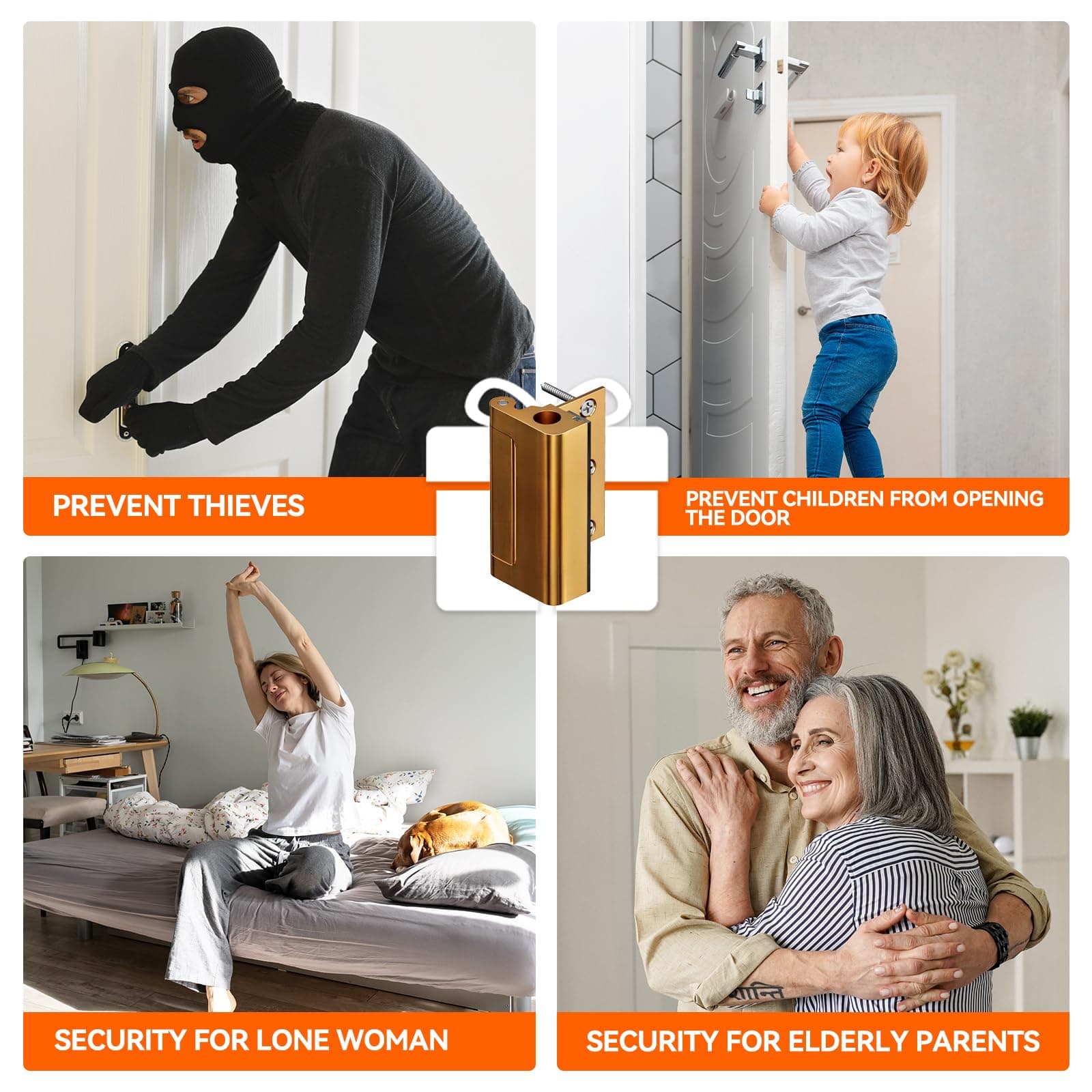 Tonitrui Home Security Door Reinforcement Lock for Front/Inward Swing Doors - Up - Thumbnail 7