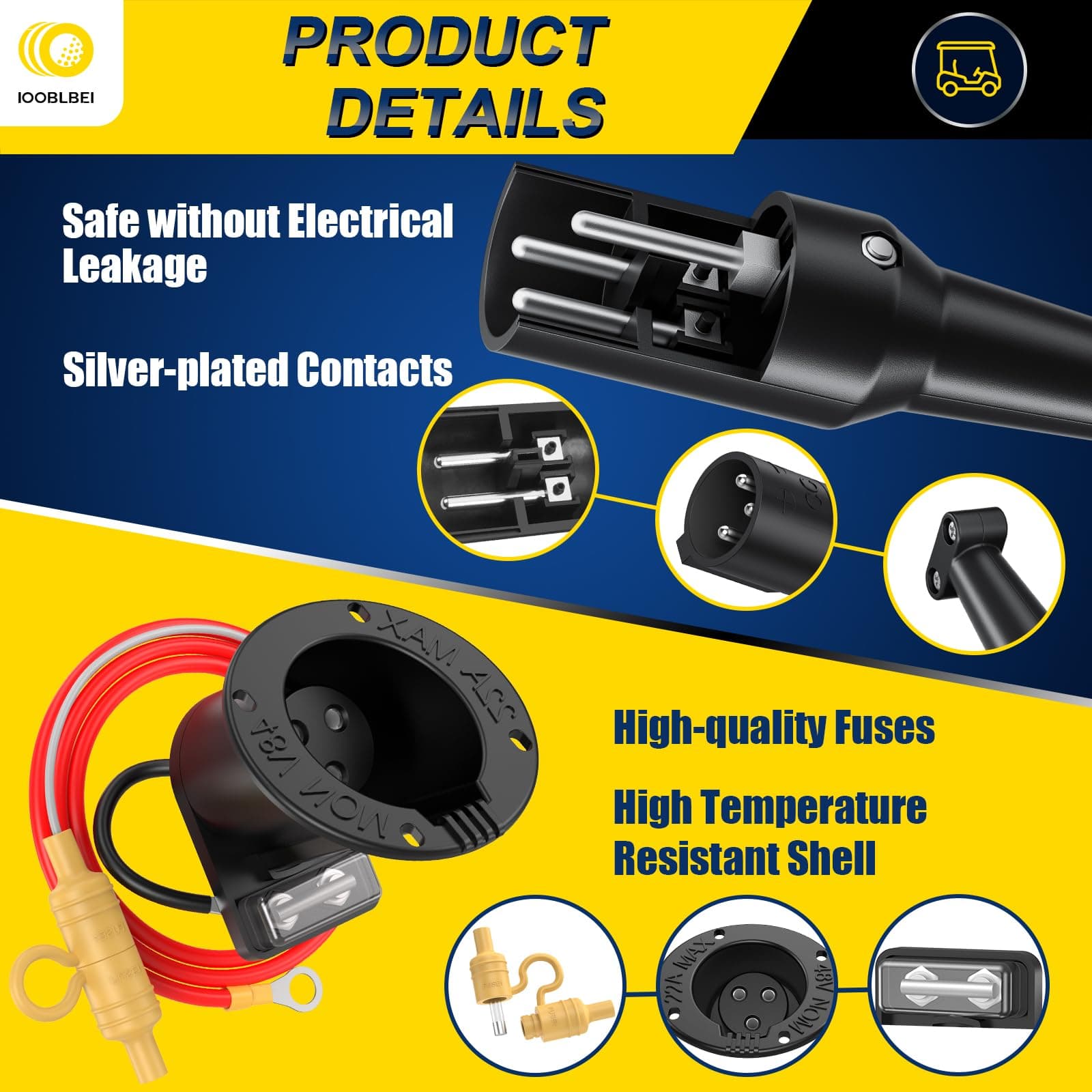 Club Car 48V Charging Port Plug Golf Cart Charger Receptacle Cord Handle Replace - Thumbnail 7