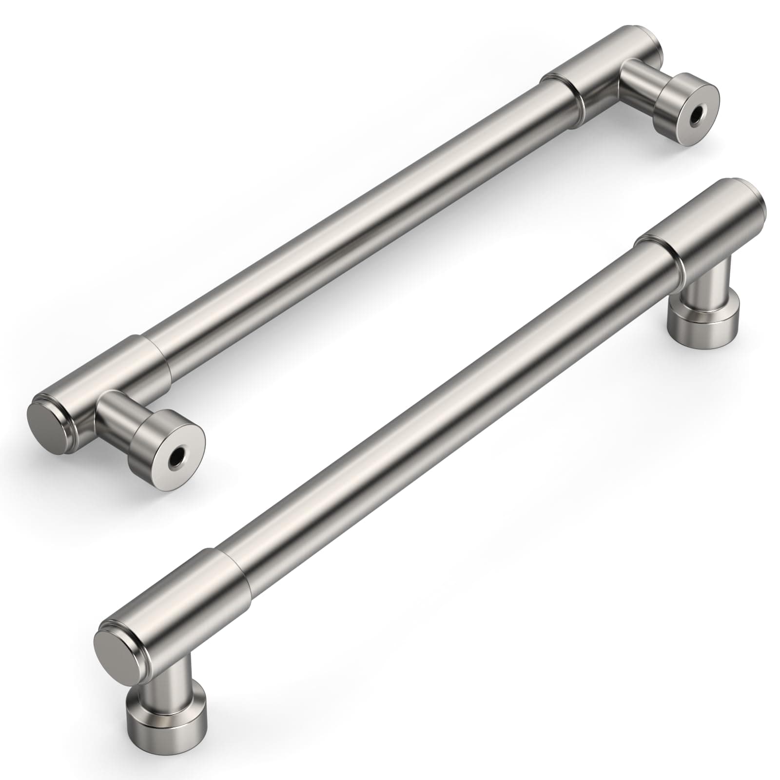 Amerdeco 10 Pack Satin Nickel Cabinet Pulls 6.3in Hole Center Drawer Handles Kit - Thumbnail 2