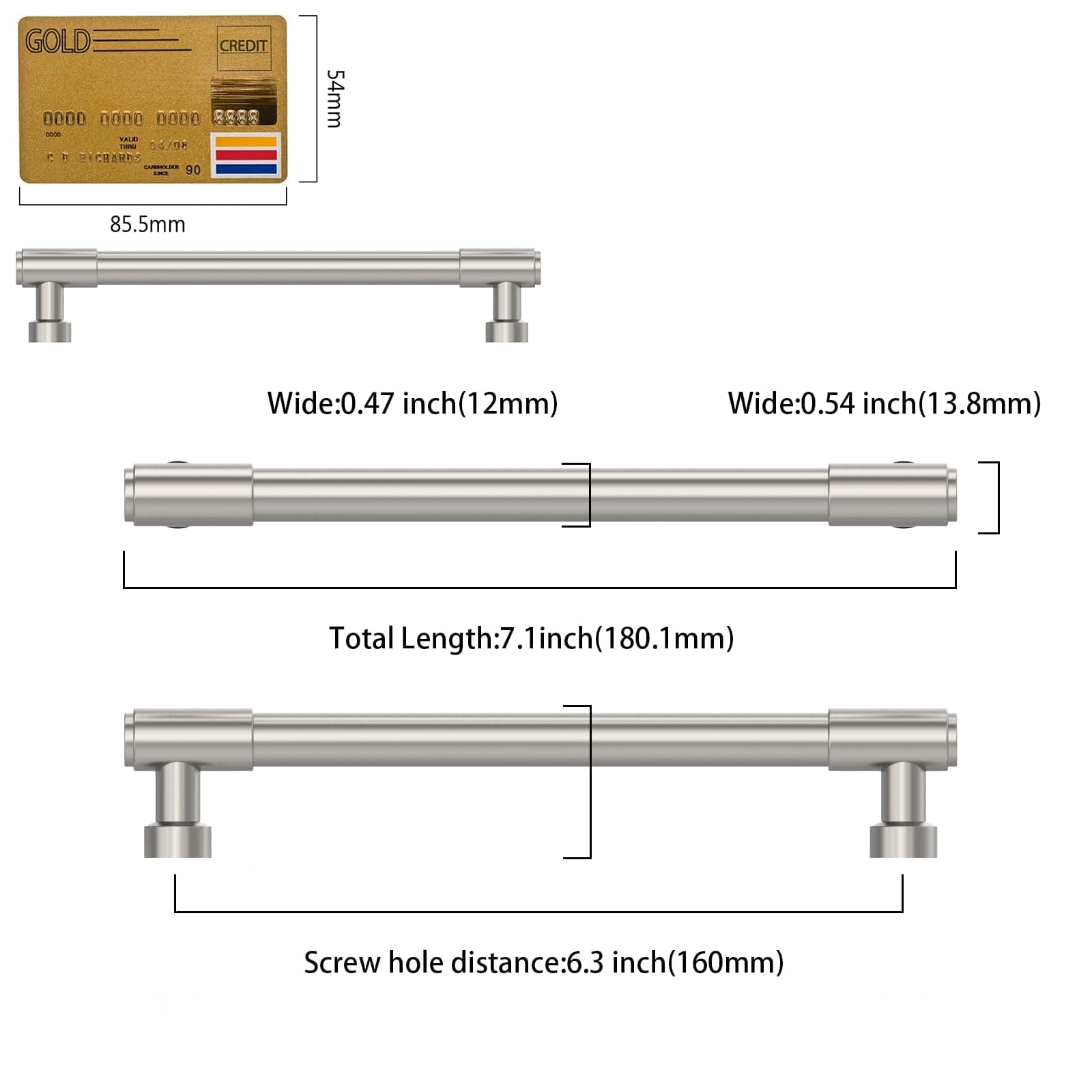 Amerdeco 10 Pack Satin Nickel Cabinet Pulls 6.3in Hole Center Drawer Handles Kit - Thumbnail 6