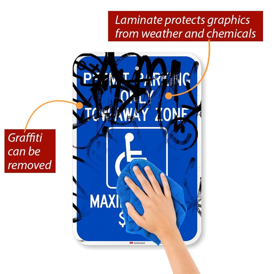 SmartSign "Permit Parking Only - Tow-Away Zone, Max Fine $500" Handicap Parking - Thumbnail 2
