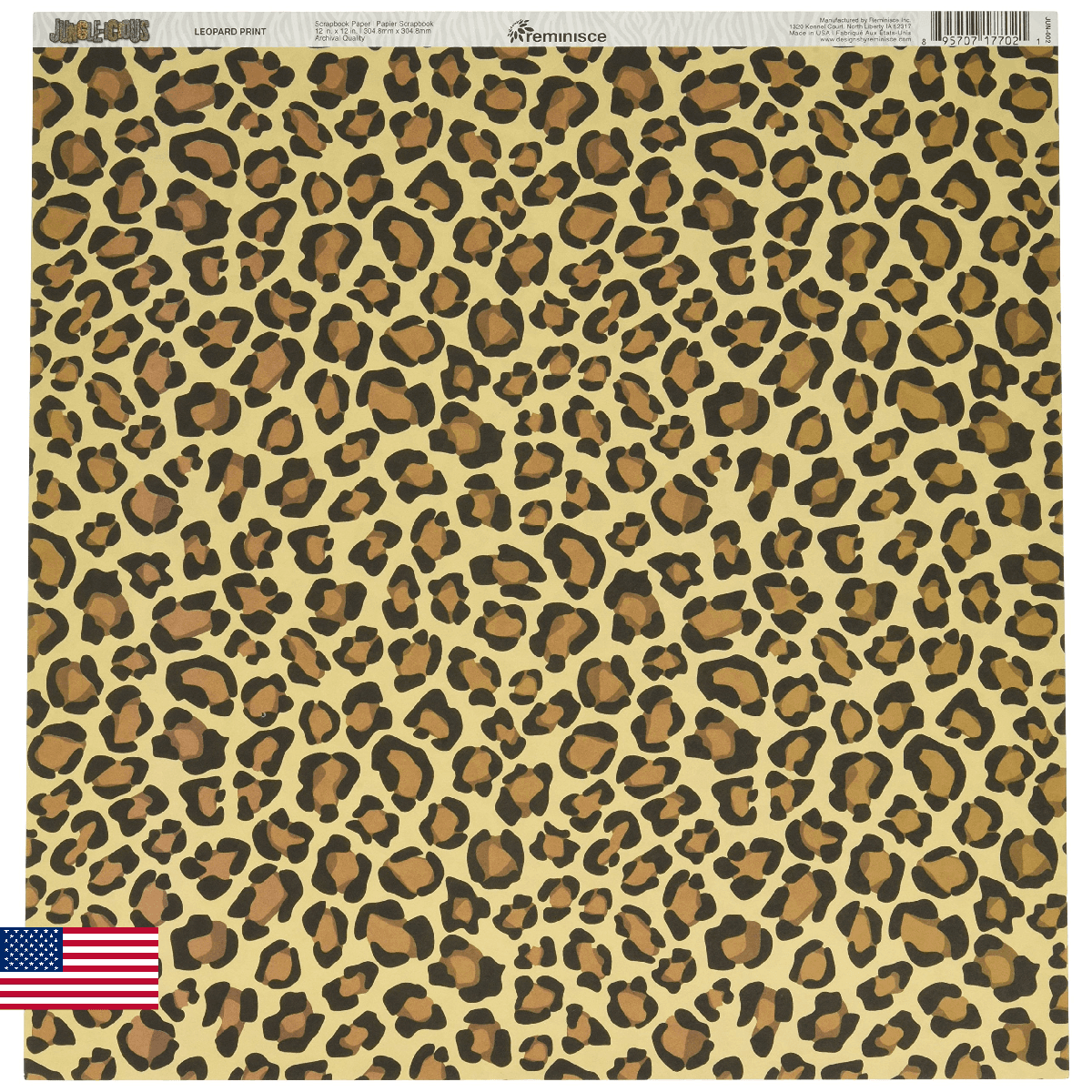 Reminisce Jungle-icious 12 by 12-Inch Double Sided Scrapbook Paper, Leopard Prin - Image 1