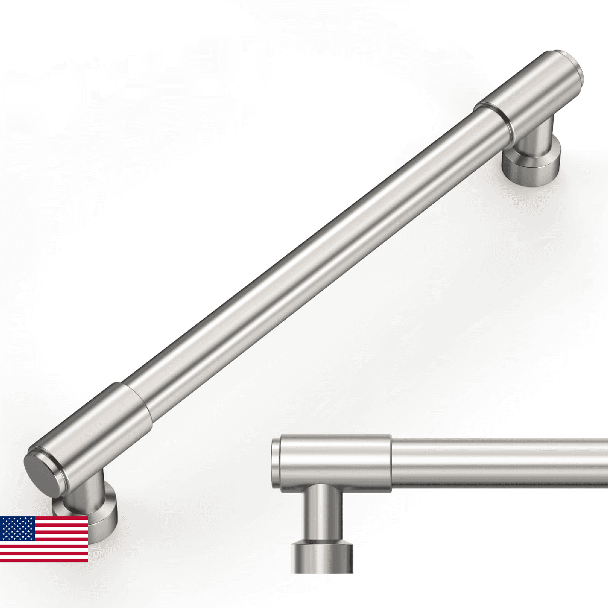 Amerdeco 10 Pack Satin Nickel Cabinet Pulls 6.3in Hole Center Drawer Handles Kit - Image 1