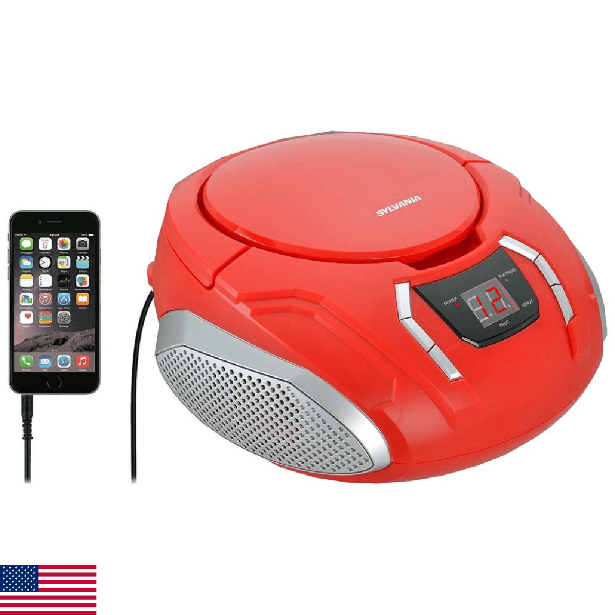 Proscan Elite Portable CD Boombox with AM/FM Radio - Red - Image 1