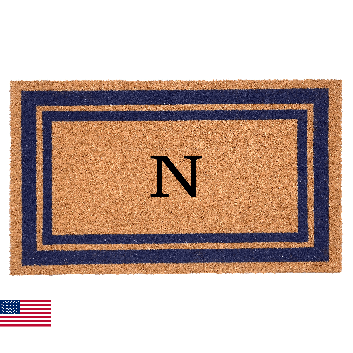 Calloway Mills 153001830N Dark Blue Border 18" x 30" Monogram Doormat (Letter N) - Image 1