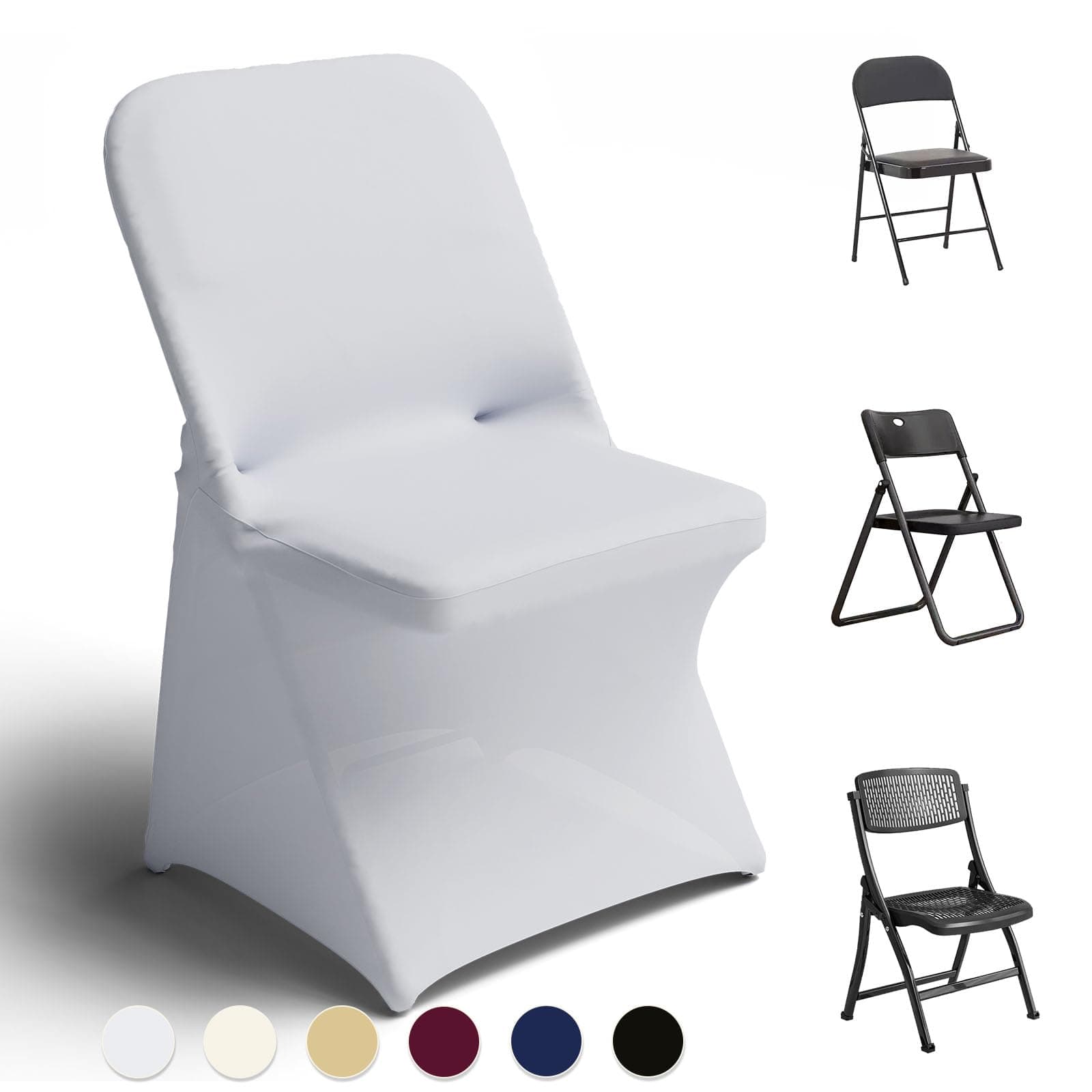 Trlyc Spandex Folding Chair Covers 30 Pcs Universal Fitted Stretchy Dining Chair - Thumbnail 7
