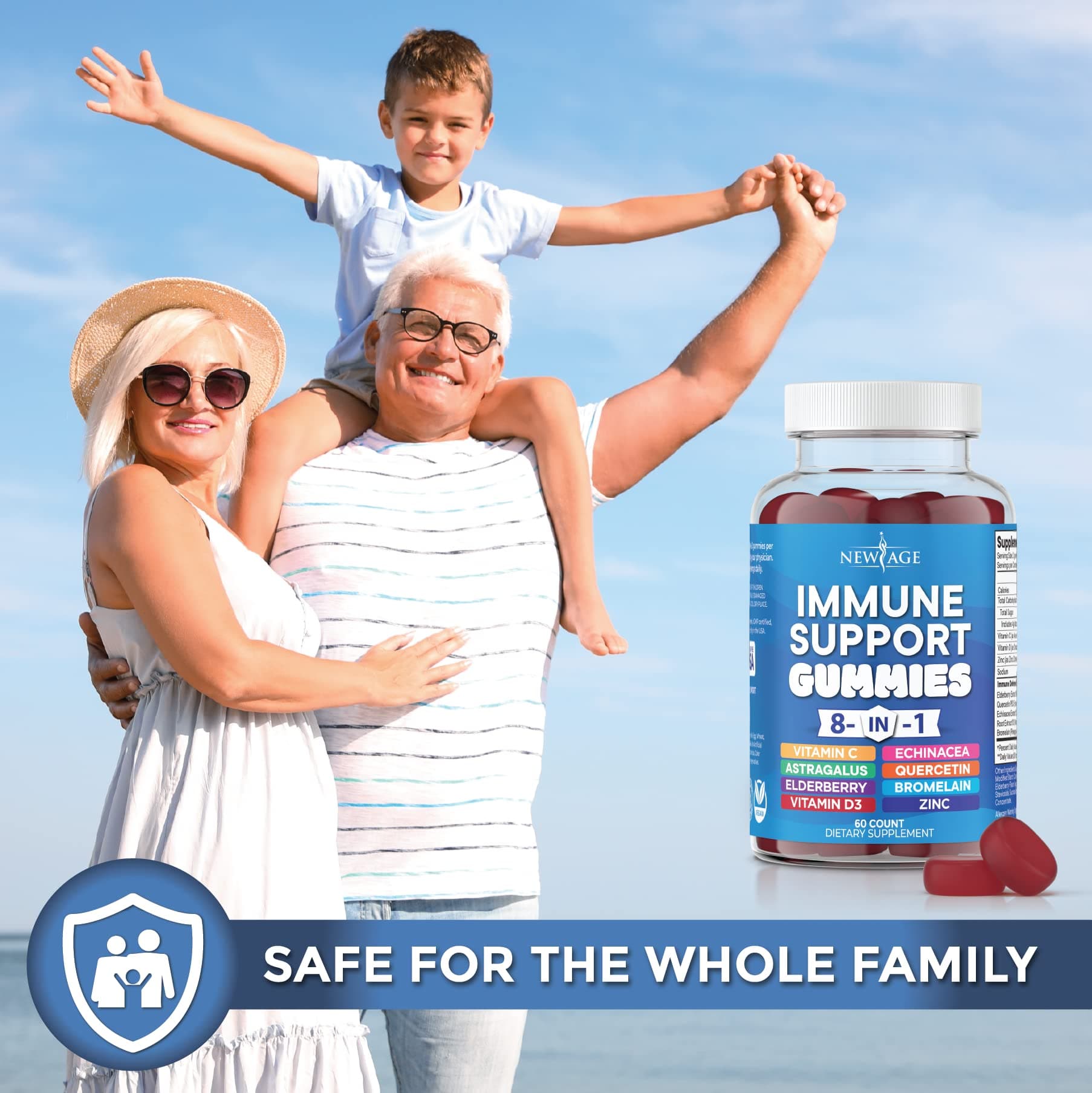 NEW AGE 8 in 1 Immune Support Booster Supplement with Astragalus Root, Vitamin C - Thumbnail 6