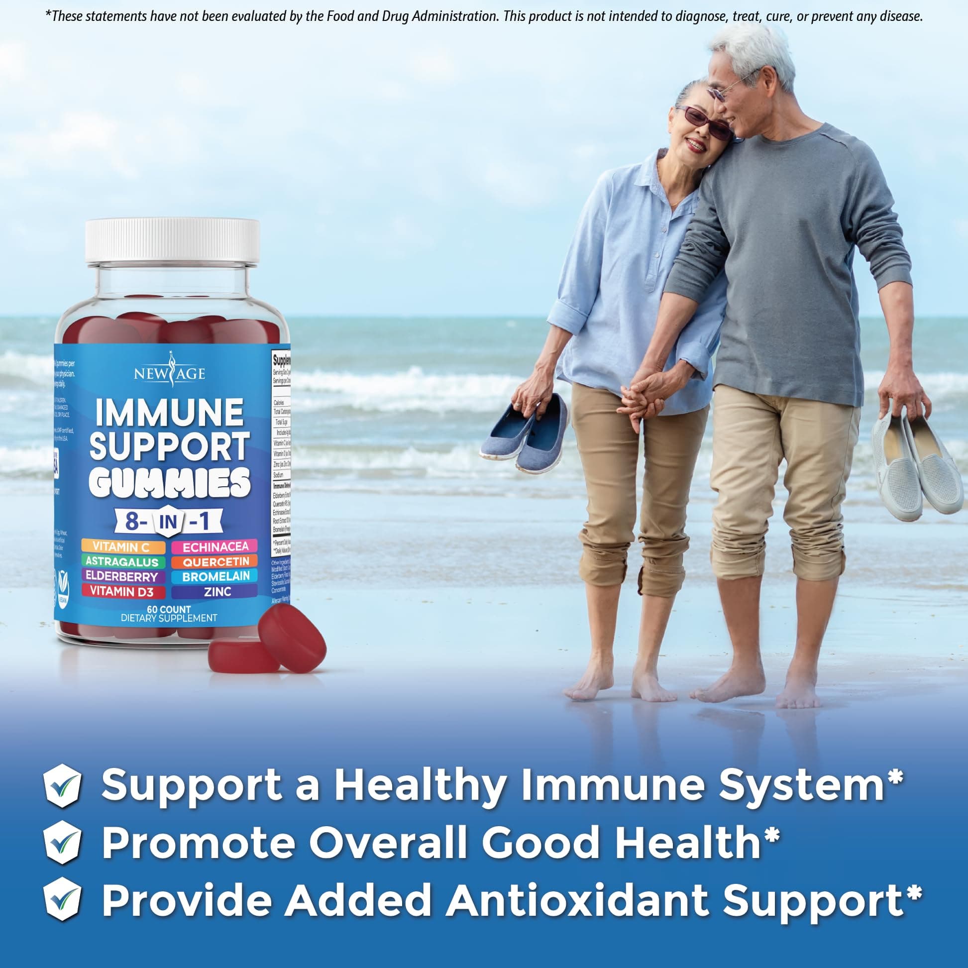 NEW AGE 8 in 1 Immune Support Booster Supplement with Astragalus Root, Vitamin C - Thumbnail 4