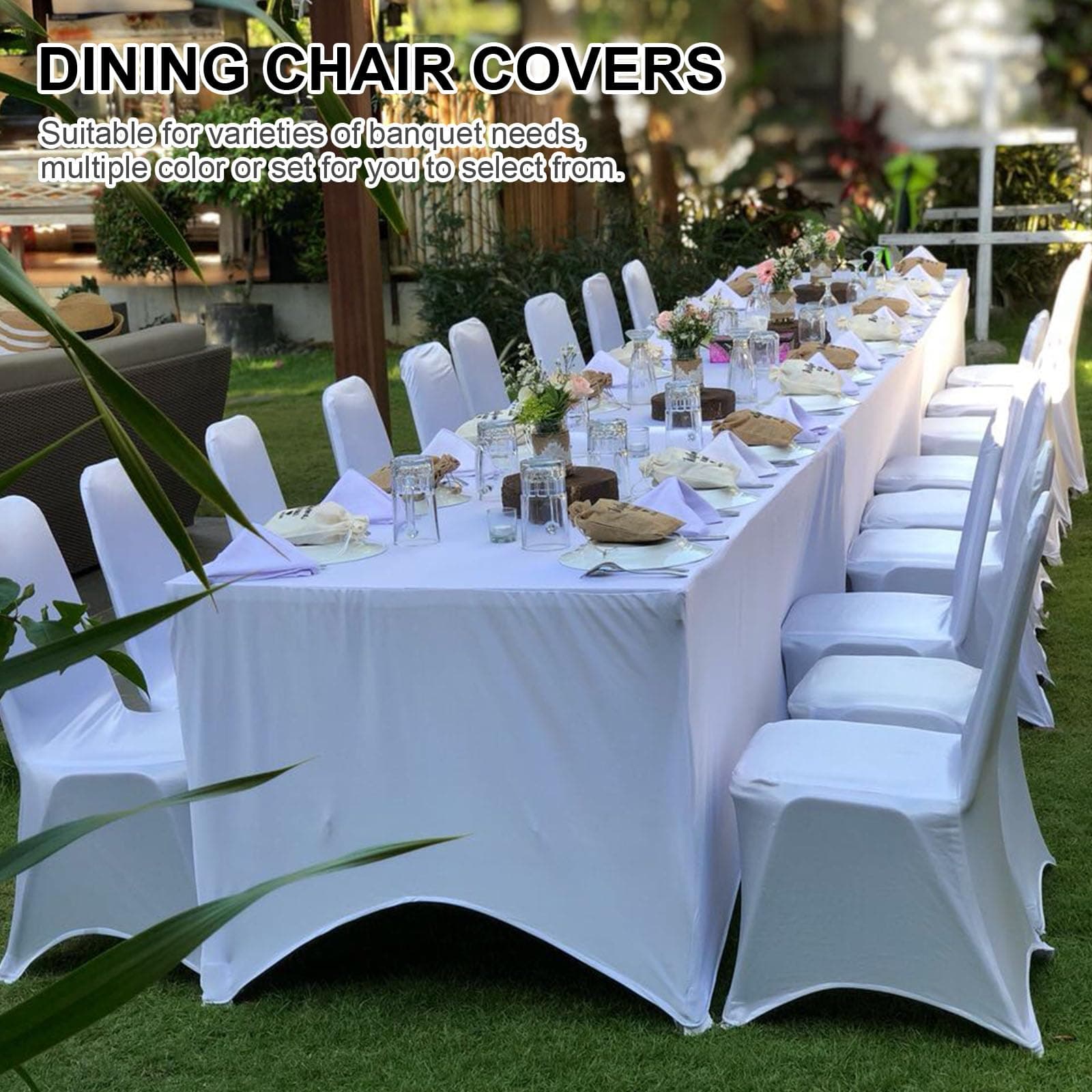Trlyc Spandex Folding Chair Covers 30 Pcs Universal Fitted Stretchy Dining Chair - Thumbnail 6