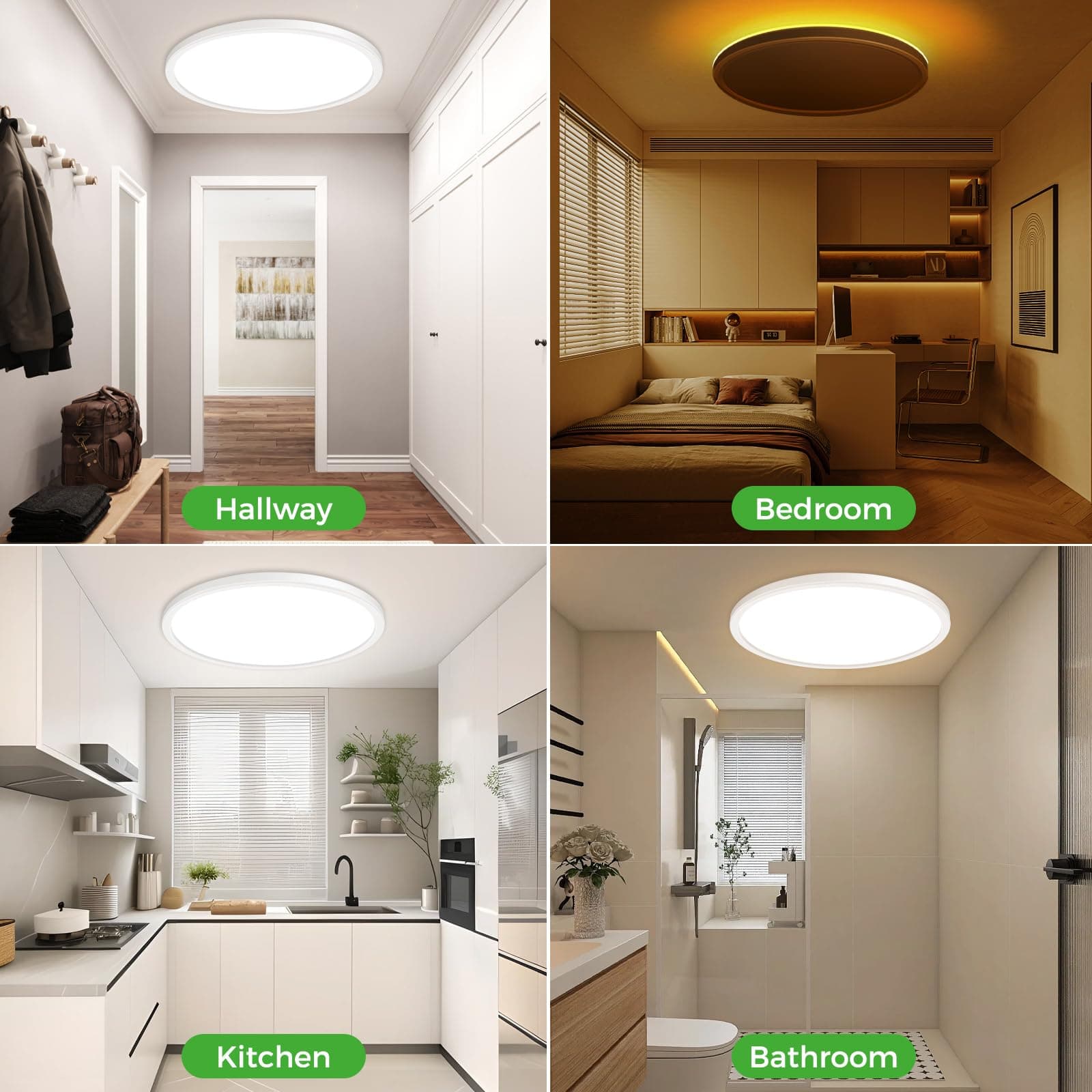 zemty 15 Inch LED Ceiling Light with Night Light 1800K, 3000K/4000K/6500K Dimmab - Thumbnail 5
