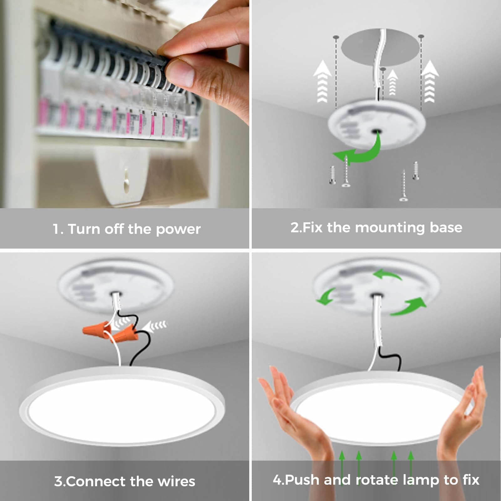 zemty 15 Inch LED Ceiling Light with Night Light 1800K, 3000K/4000K/6500K Dimmab - Thumbnail 7