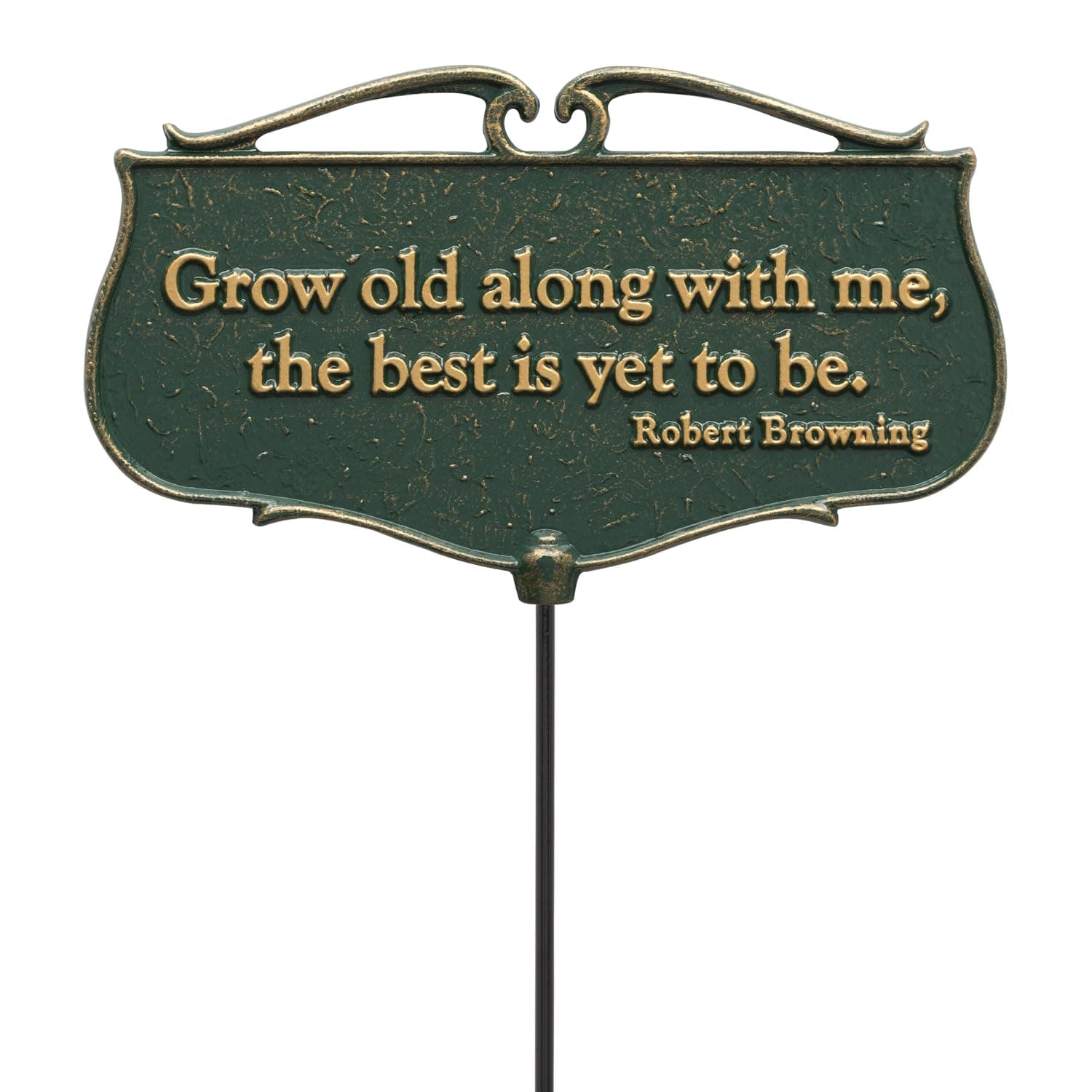 Whitehall Products Grow Old Along with Me... Garden Poem Sign, Green/Gold - Thumbnail 2