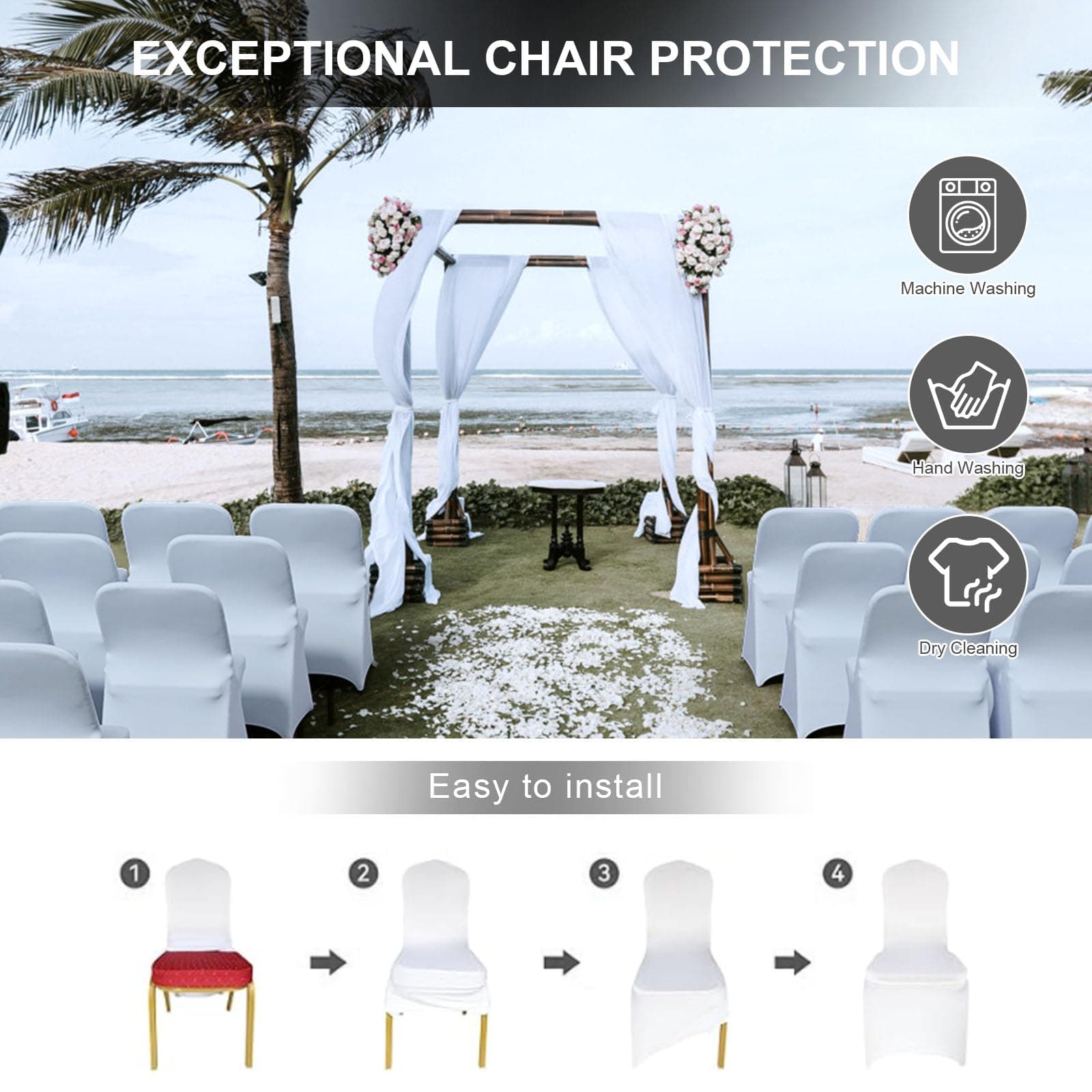 Trlyc Spandex Folding Chair Covers 30 Pcs Universal Fitted Stretchy Dining Chair - Thumbnail 5