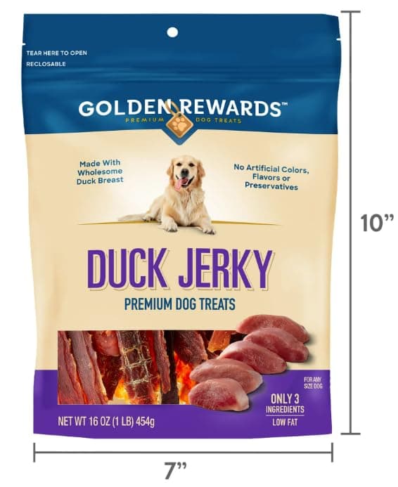 Golden Rewards Duck Jerky Premium Treats for Dogs, 16 oz Bag - Thumbnail 7
