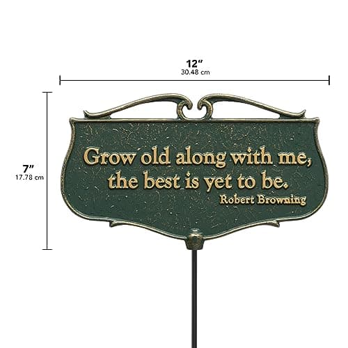 Whitehall Products Grow Old Along with Me... Garden Poem Sign, Green/Gold - Thumbnail 3
