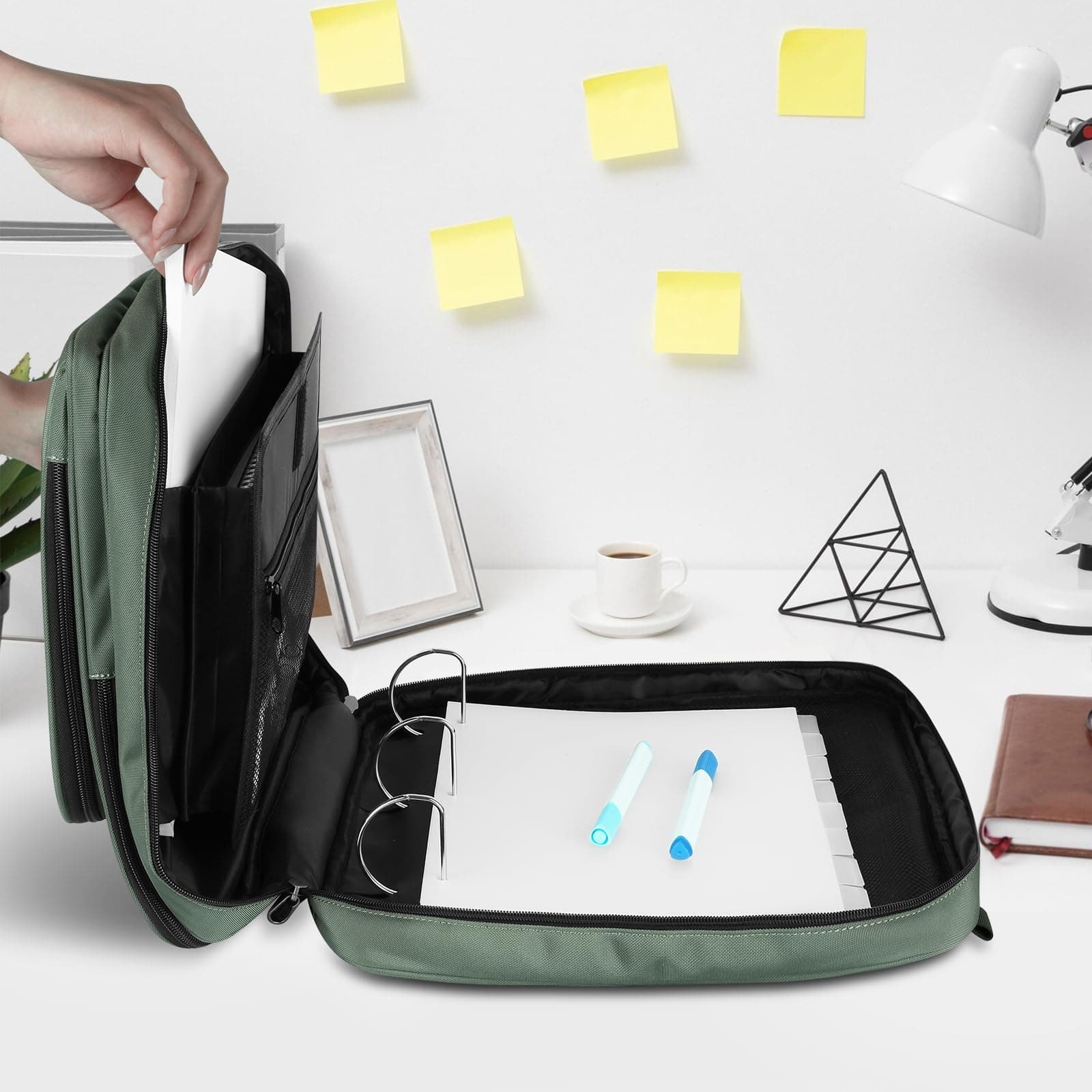 Zipper Binder Bag, 2-inch 3-Rings with Multiple Pockets File Folder - 500 Sheet - Thumbnail 7