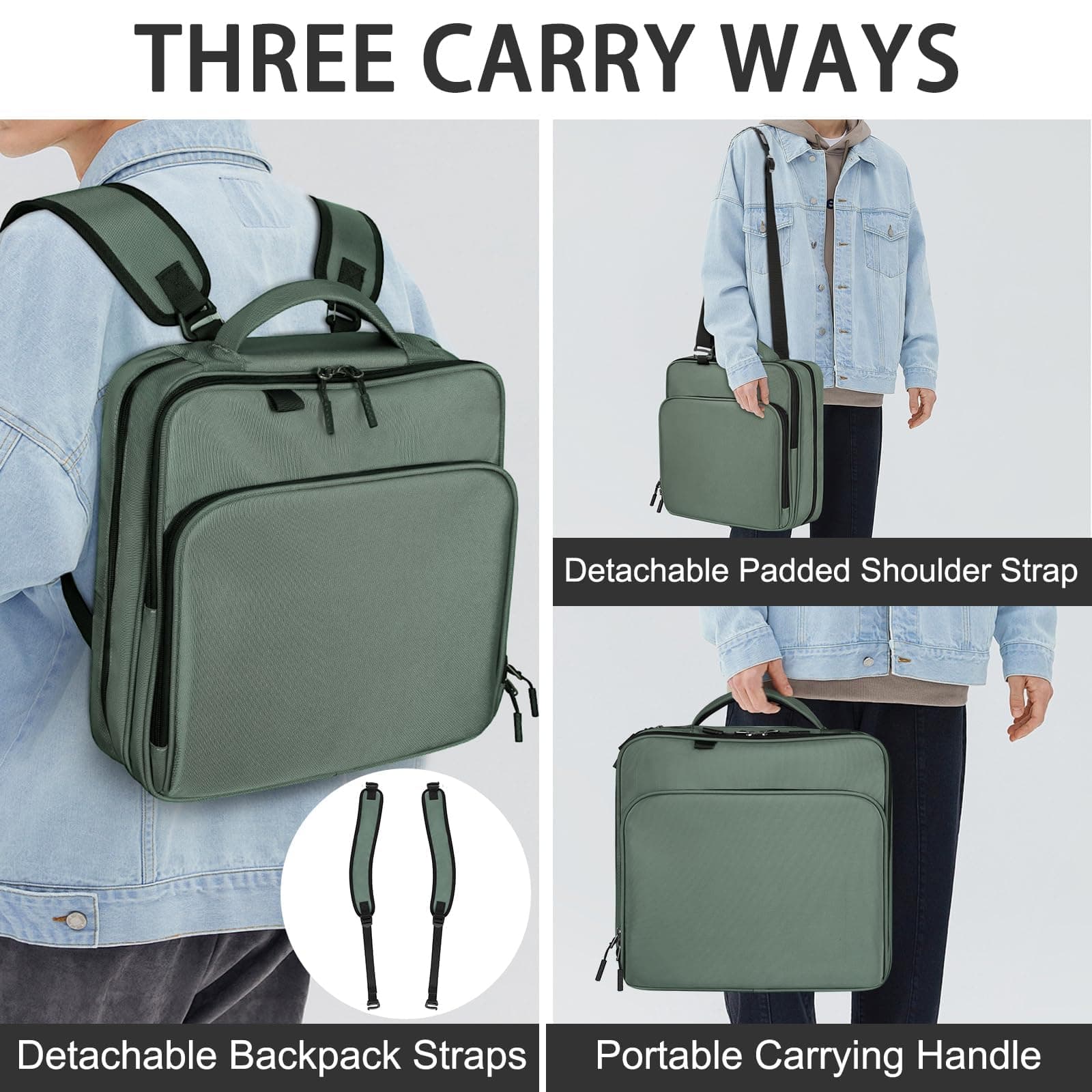 Zipper Binder Bag, 2-inch 3-Rings with Multiple Pockets File Folder - 500 Sheet - Thumbnail 2