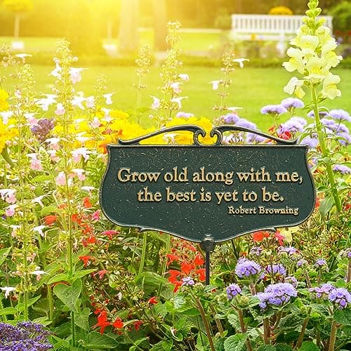 Whitehall Products Grow Old Along with Me... Garden Poem Sign, Green/Gold - Thumbnail 4