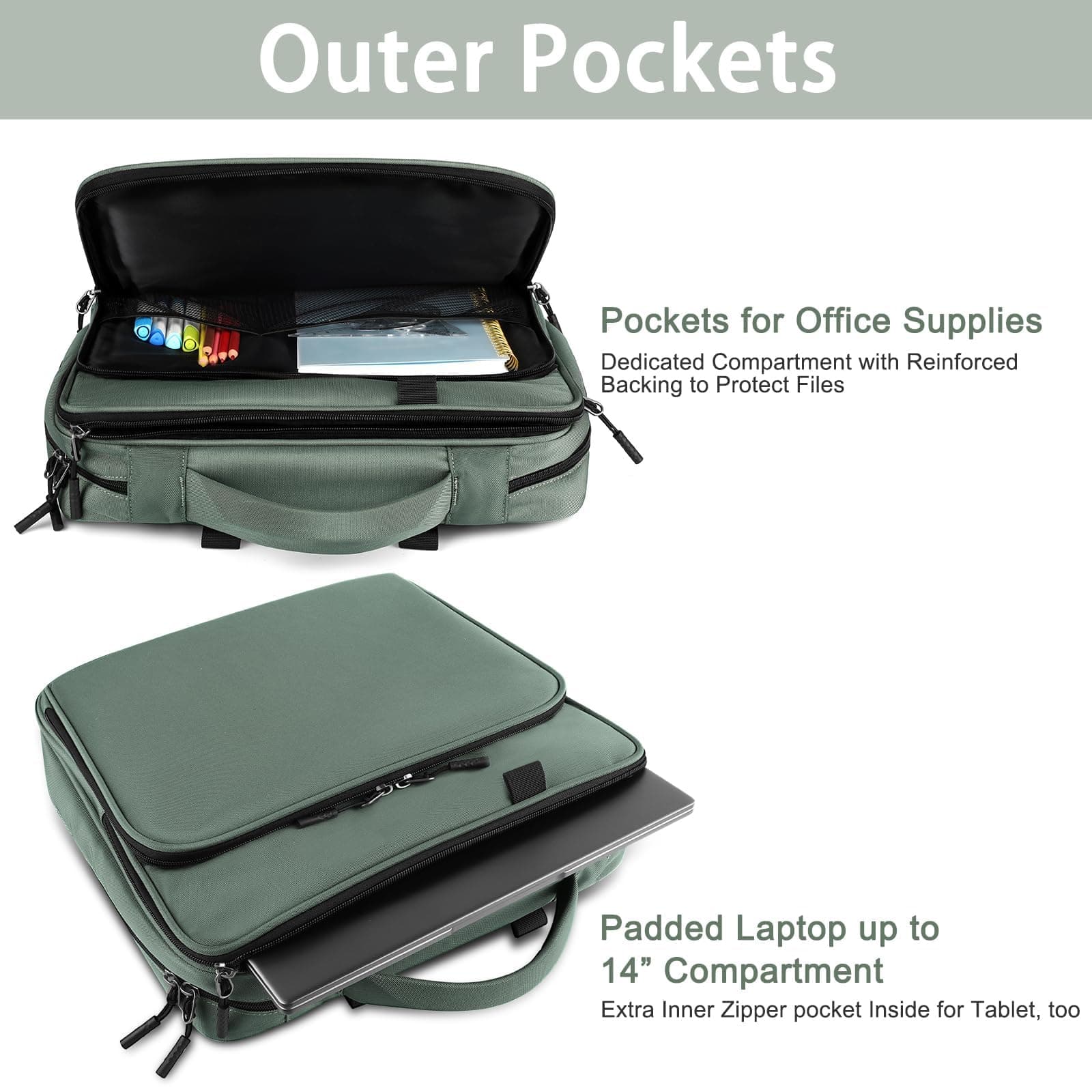 Zipper Binder Bag, 2-inch 3-Rings with Multiple Pockets File Folder - 500 Sheet - Thumbnail 6