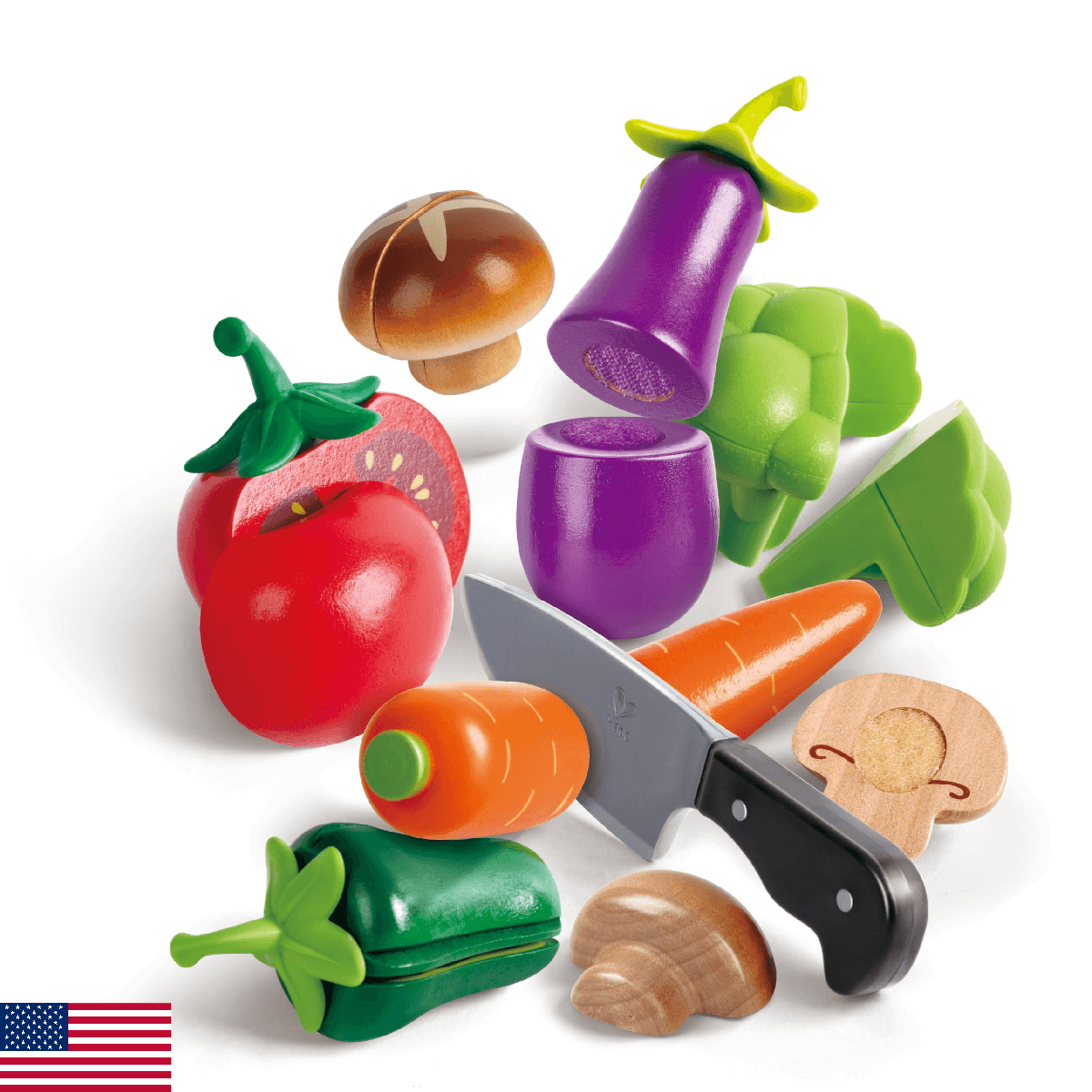 Hape Garden Vegetables | Wooden Cooking Accessories for Kids, Pretend Play Food, - Image 1