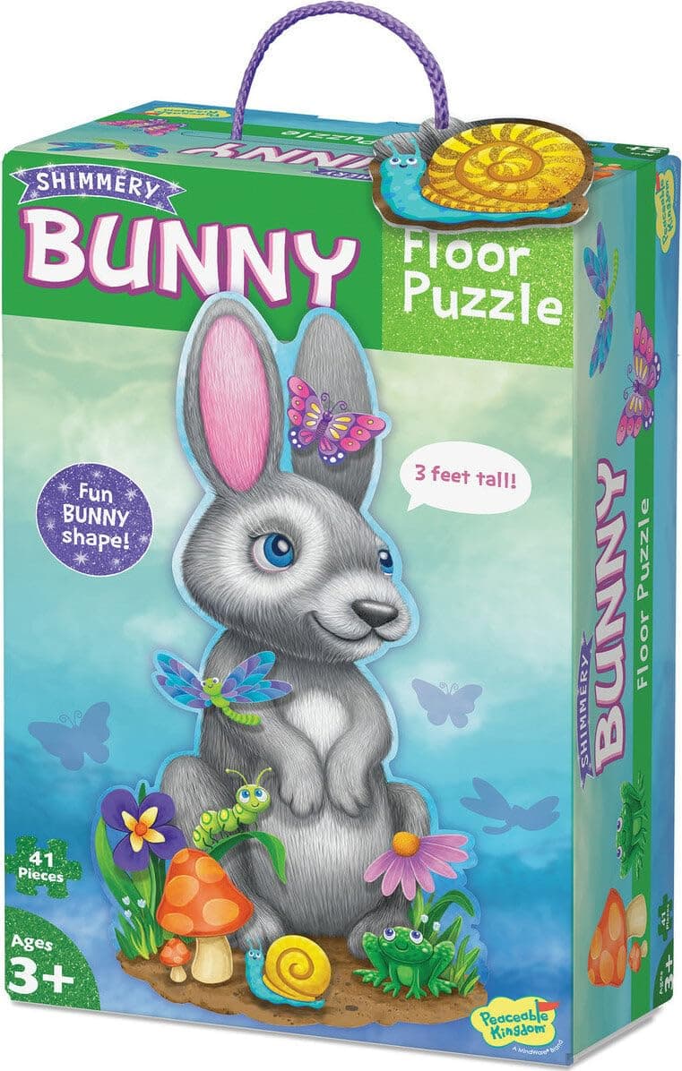 Peaceable Kingdom Shimmery Bunny Shaped 41 Piece Floor Puzzle, 3 feet x 2 feet - - Thumbnail 8