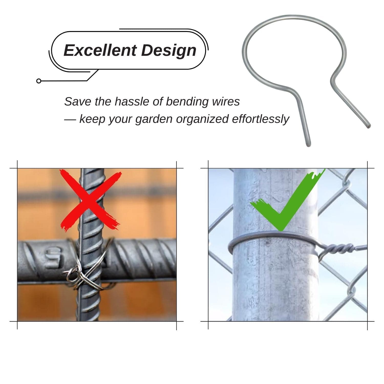 1 5/8" Chain Link Fence Ties 9 Gauge Galvanized Steel Twist for Securing Fences - Thumbnail 4