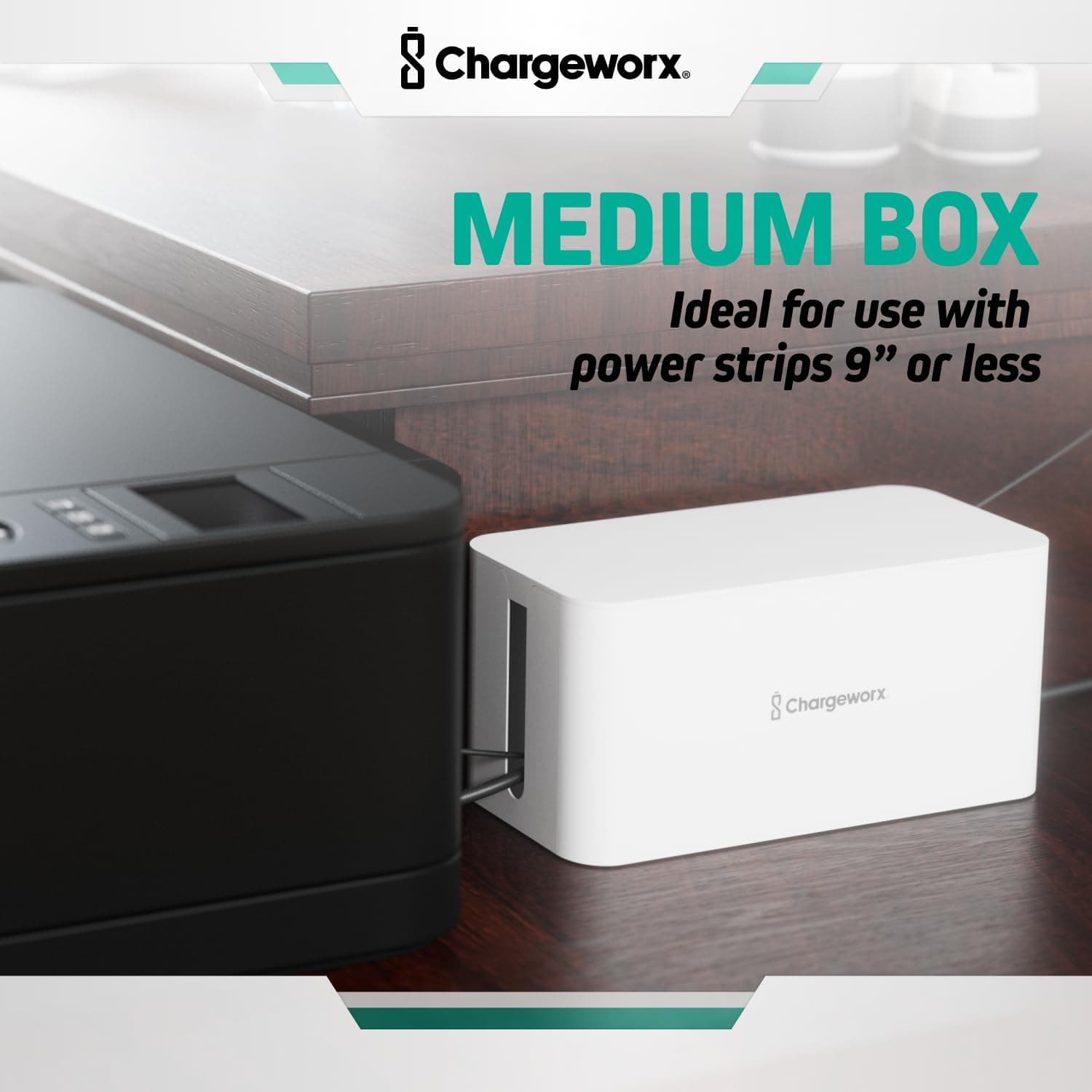 ChargeWorx Cable-Management Box Set, 2 Pack Cord Organizer to Hide Power Strips - Thumbnail 5
