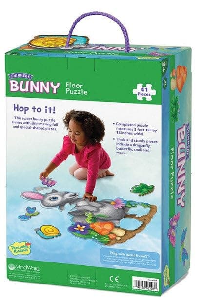 Peaceable Kingdom Shimmery Bunny Shaped 41 Piece Floor Puzzle, 3 feet x 2 feet - - Thumbnail 2