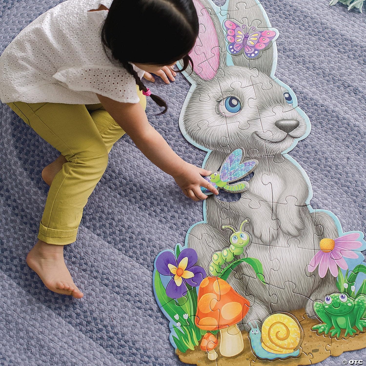 Peaceable Kingdom Shimmery Bunny Shaped 41 Piece Floor Puzzle, 3 feet x 2 feet - - Thumbnail 3
