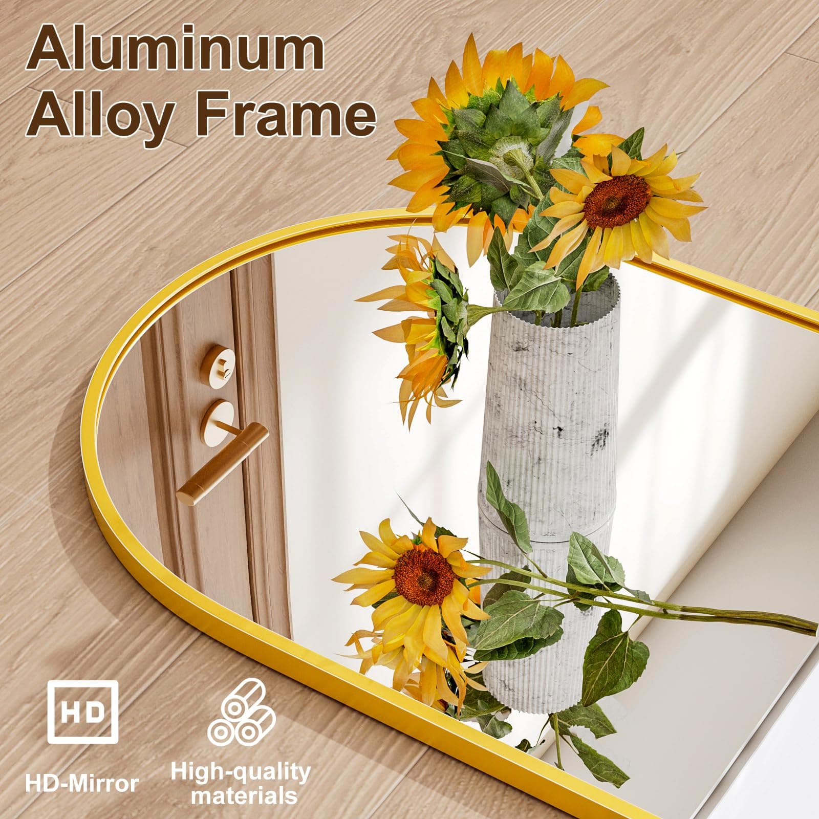 Rowjut Full Length Door Mirror, Wall Mounted Wall Mirrors, 50"X16" Arched Behind - Thumbnail 7