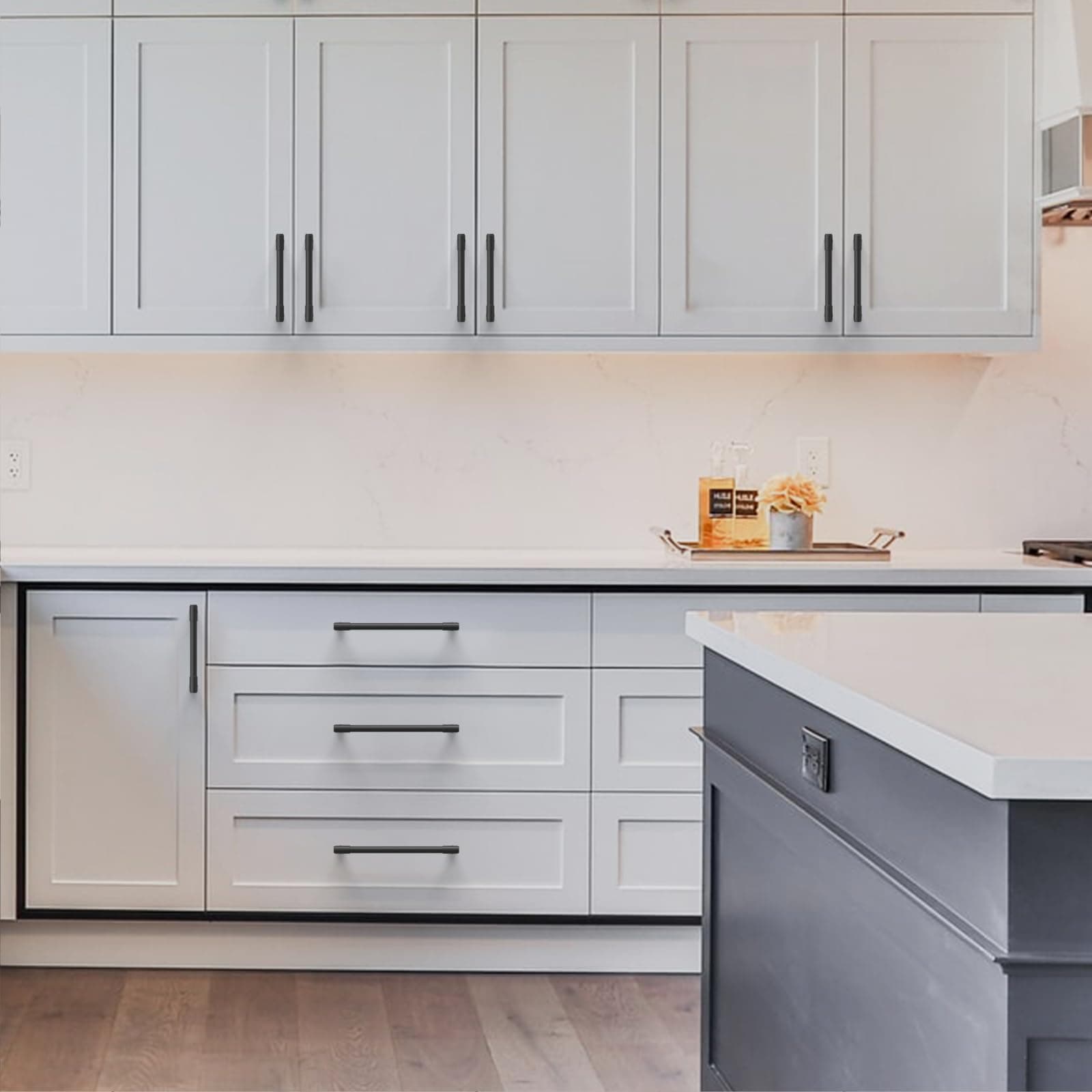 Amercdeco 10 Pack Matte Black Cabinet Pulls 7.5 Inch Hole Center Drawer Handles - Thumbnail 5