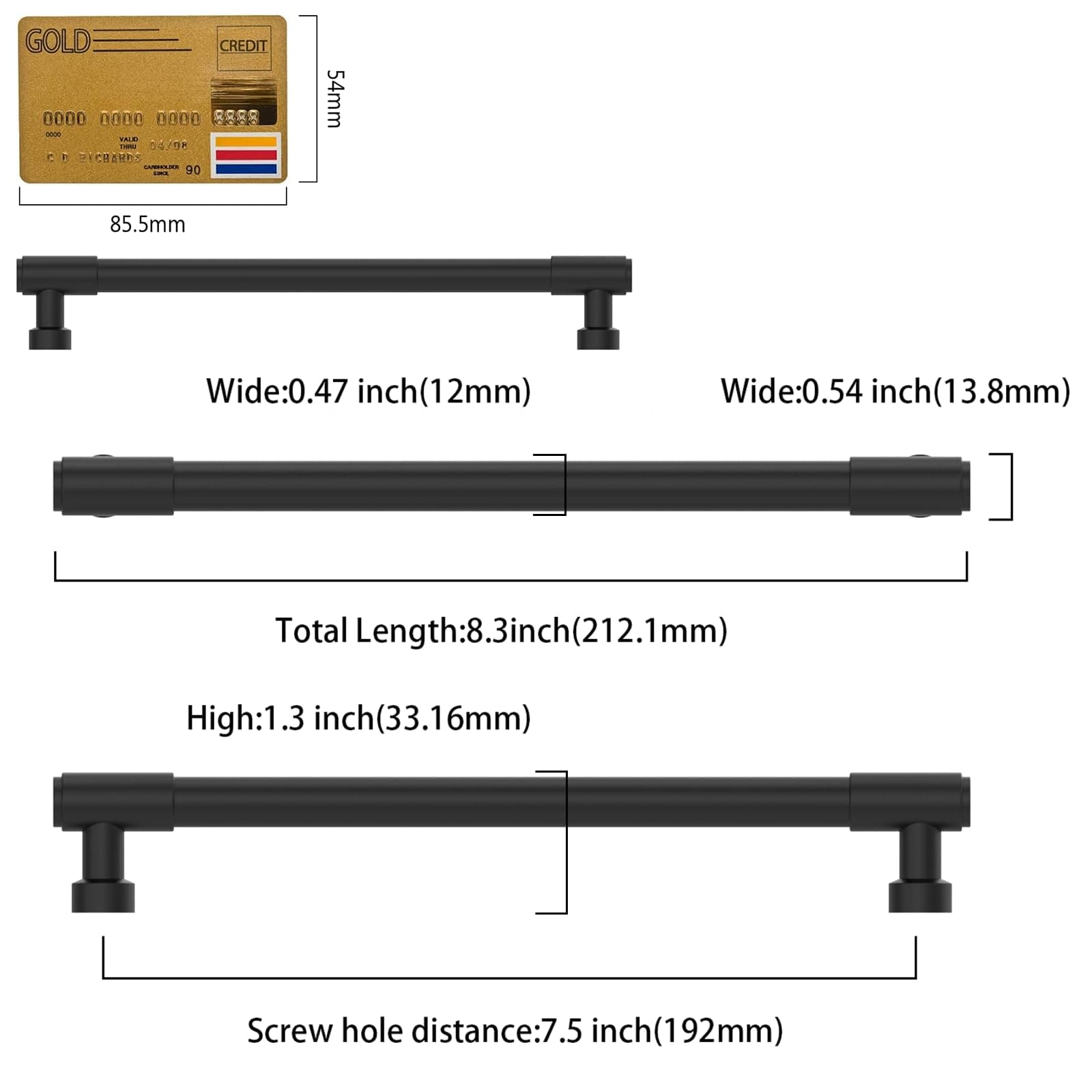 Amercdeco 10 Pack Matte Black Cabinet Pulls 7.5 Inch Hole Center Drawer Handles - Thumbnail 6