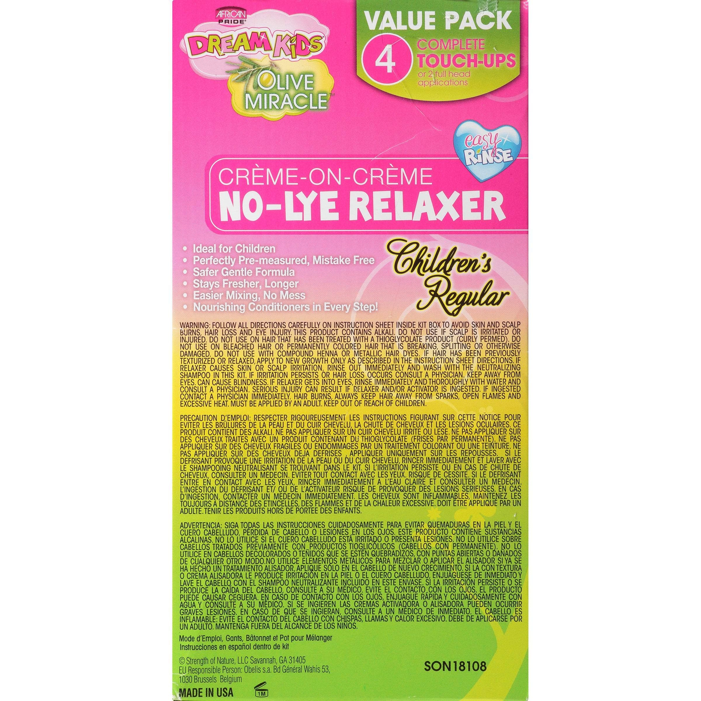 African Pride Dream Kids Olive Miracle (4) Touch-Up Relaxer Kit, Regular - Helps - Thumbnail 2