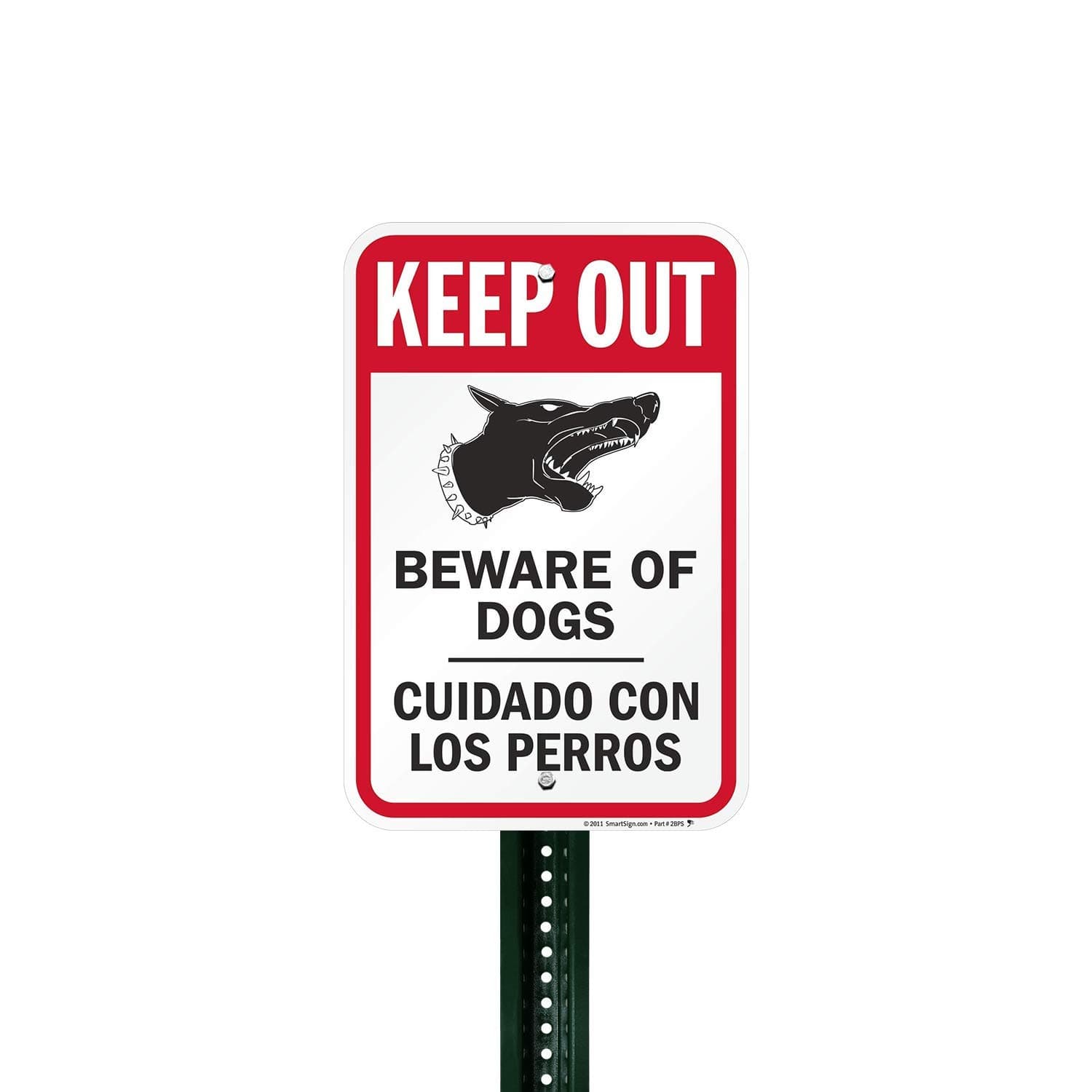 SmartSign Keep Out Beware Of Dogs Bilingual Sign 12x18 Aluminum - Thumbnail 4