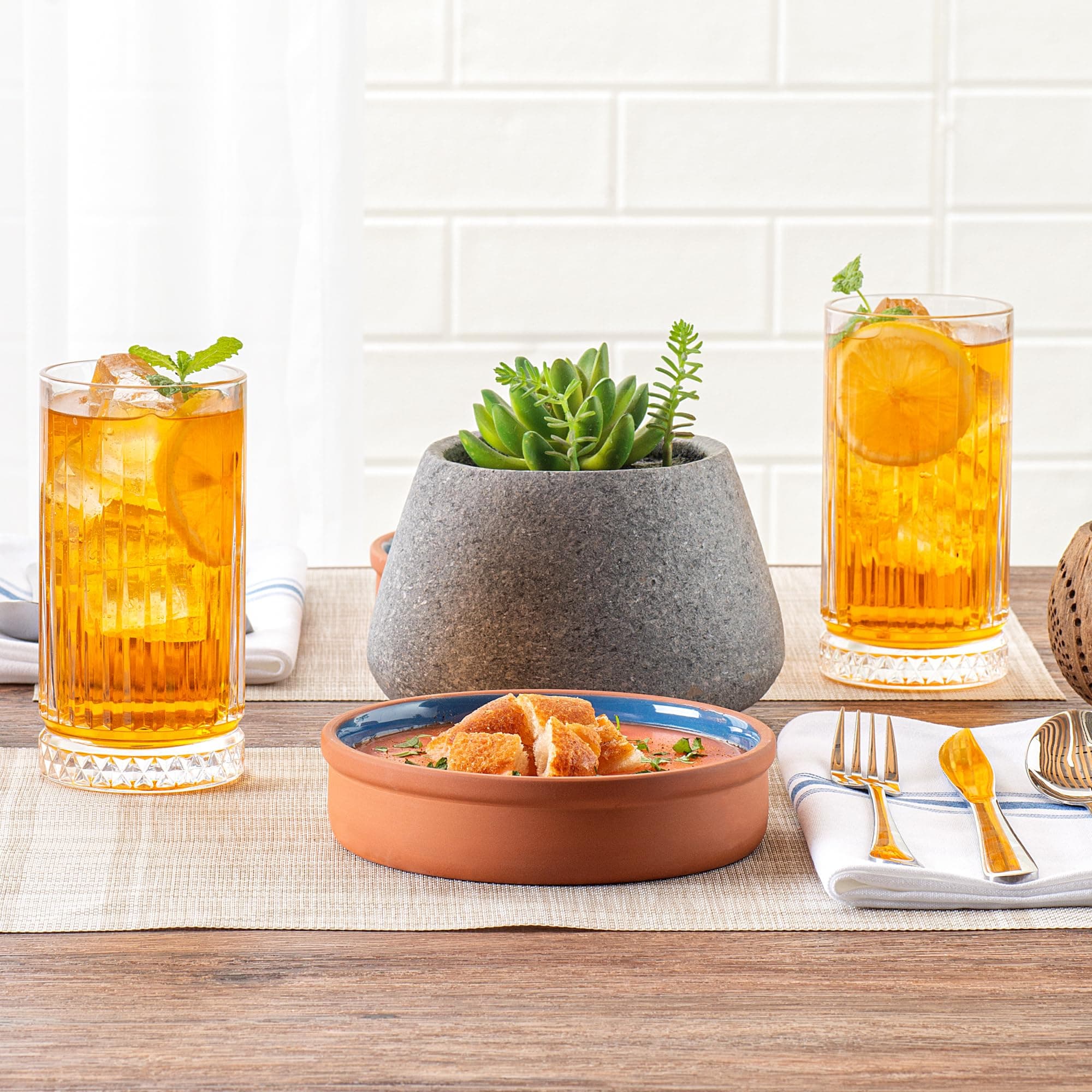 Restaurantware-Terra Tek 15.2 Ounce Terracotta Cazuelas, 2 Blue Glazed Clay Pots - Thumbnail 6