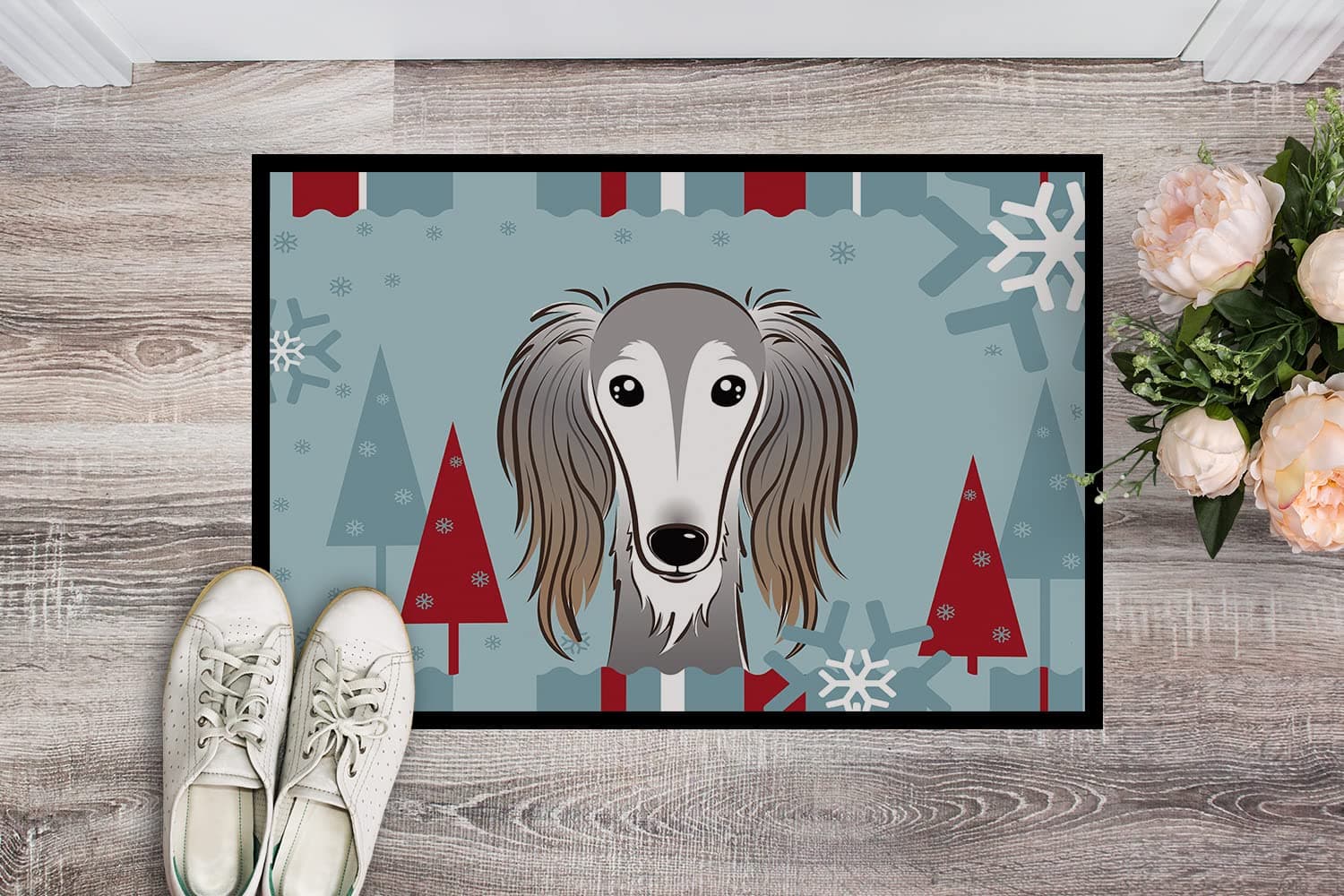 Caroline's Treasures BB1725JMAT Winter Holiday Saluki Doormat 24x36 Front Door M - Thumbnail 3