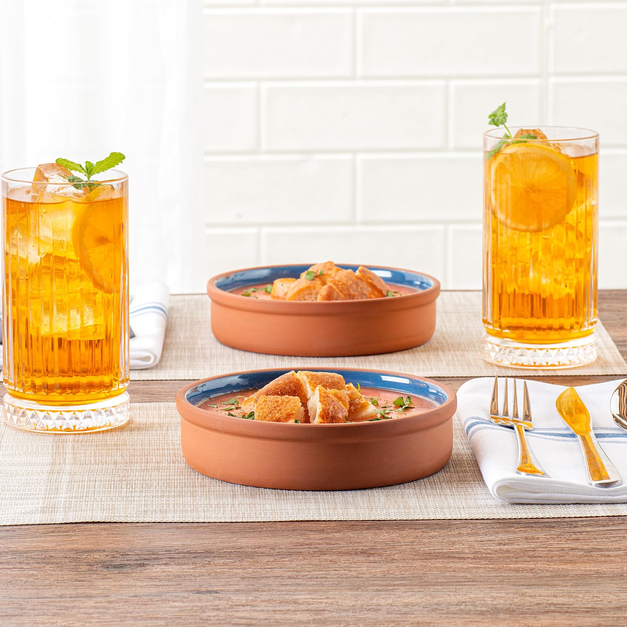 Restaurantware-Terra Tek 15.2 Ounce Terracotta Cazuelas, 2 Blue Glazed Clay Pots - Thumbnail 4