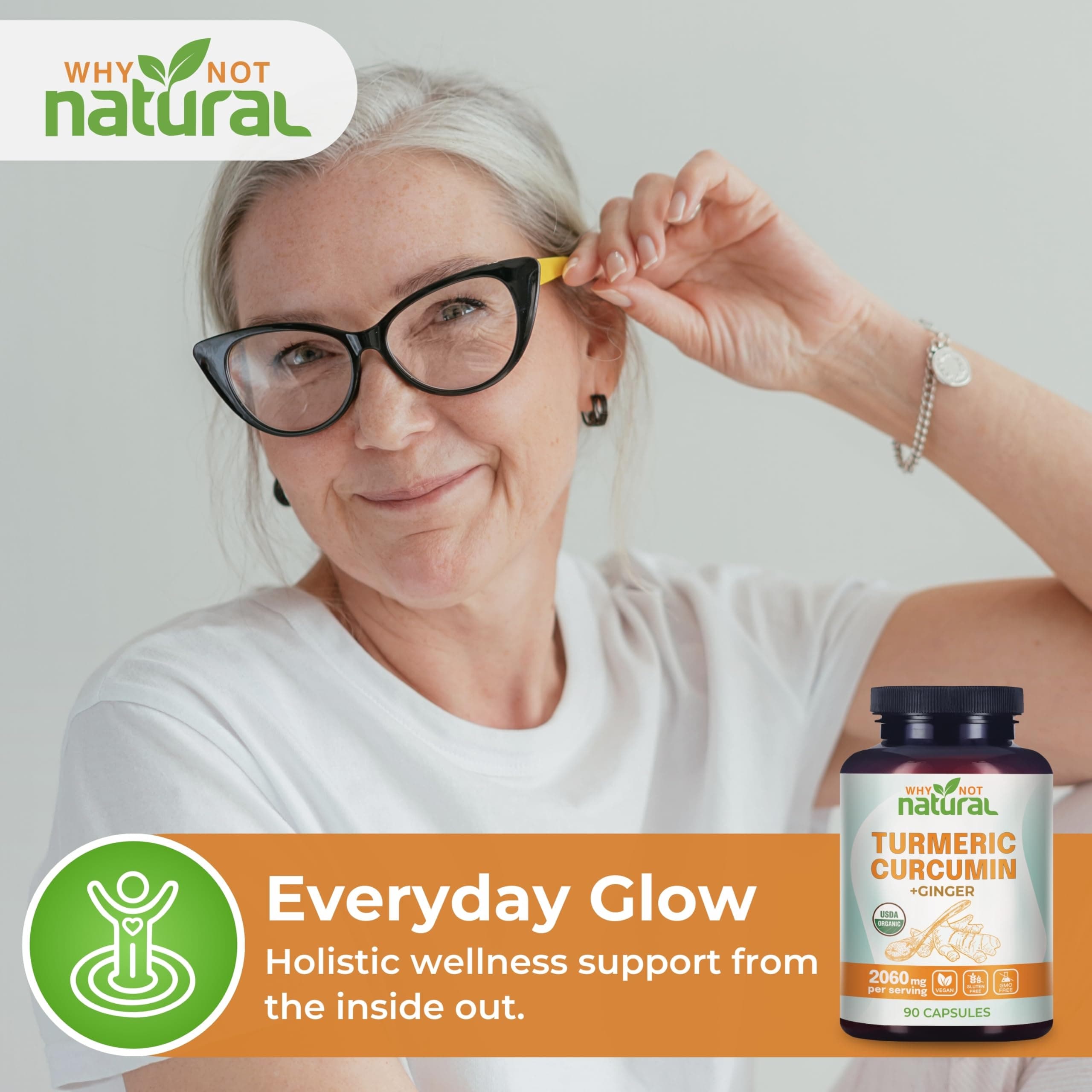 Organic Turmeric Curcumin Supplement in Capsules with Ginger and Black Pepper - - Thumbnail 6