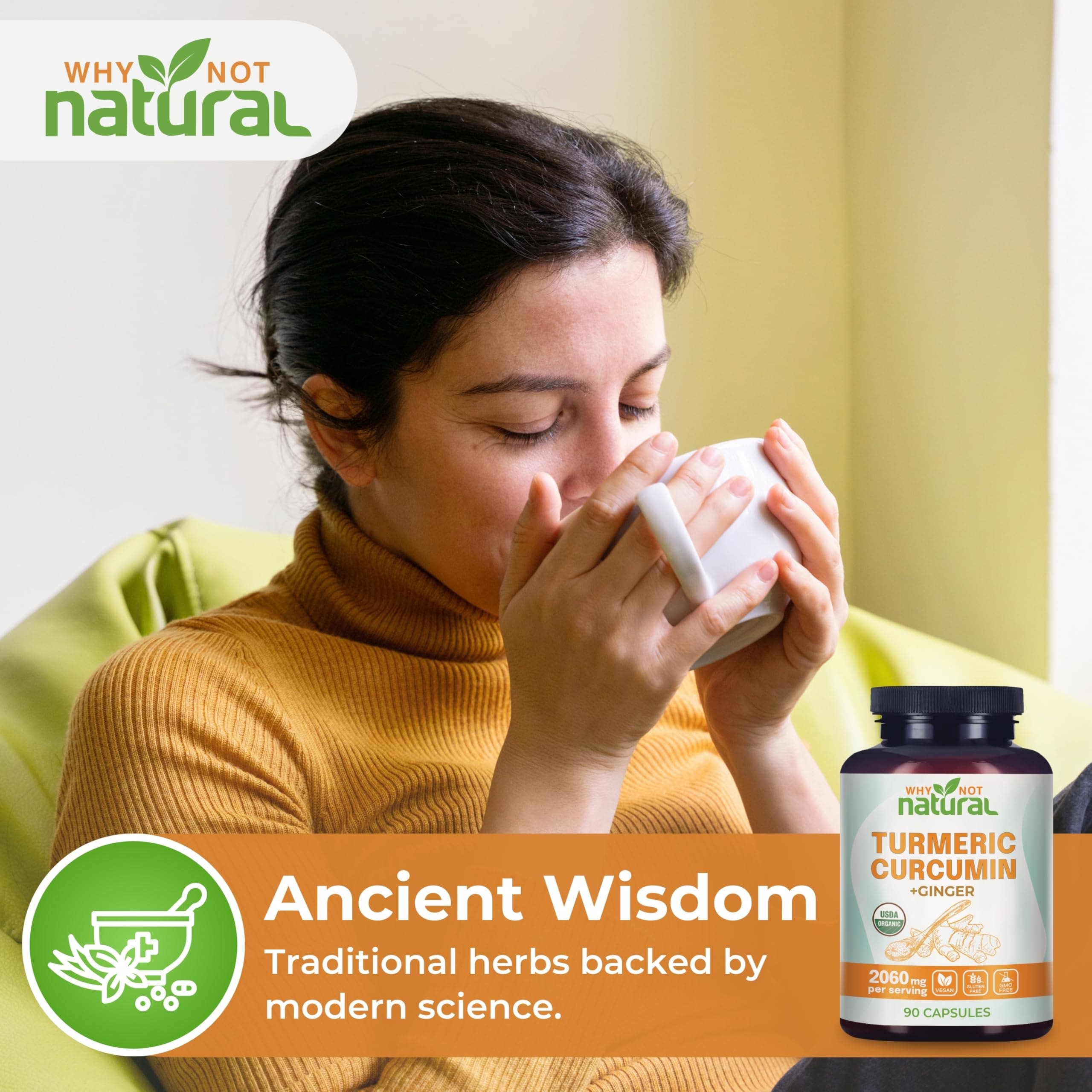 Organic Turmeric Curcumin Supplement in Capsules with Ginger and Black Pepper - - Thumbnail 7