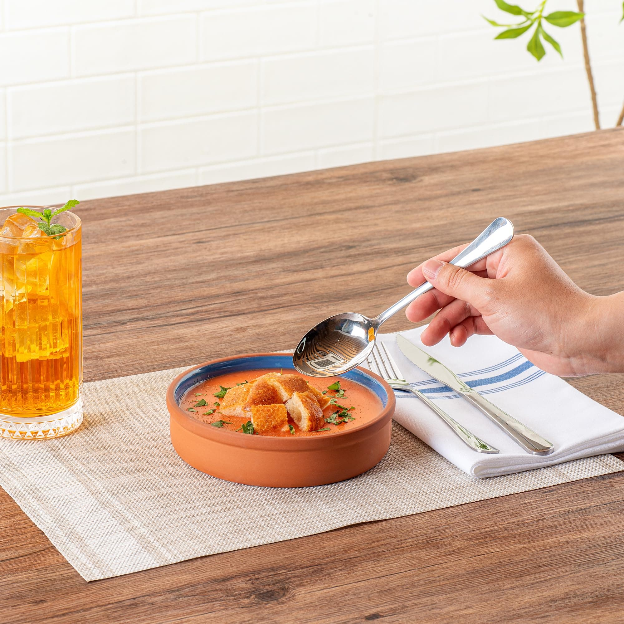 Restaurantware-Terra Tek 15.2 Ounce Terracotta Cazuelas, 2 Blue Glazed Clay Pots - Thumbnail 5