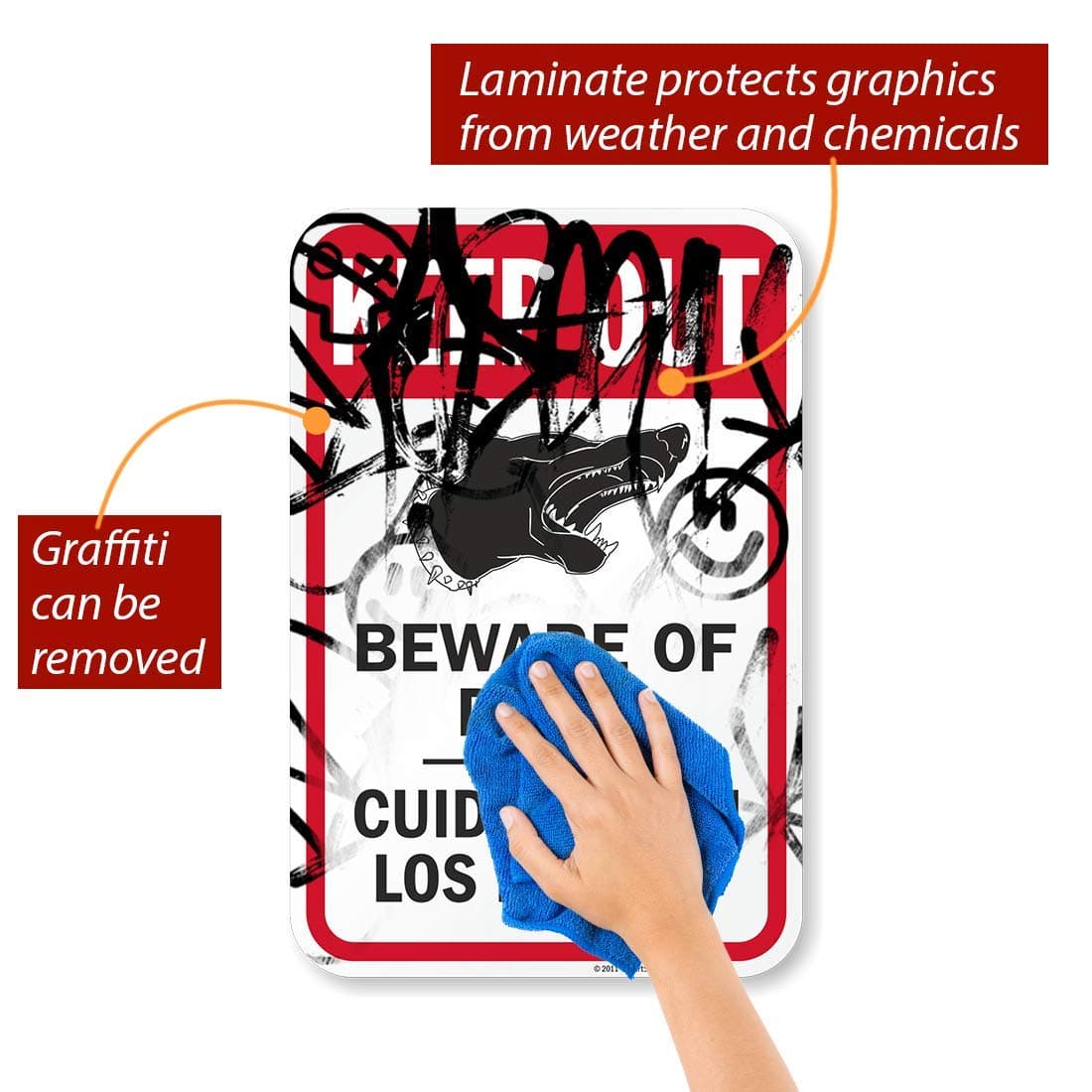 SmartSign Keep Out Beware Of Dogs Bilingual Sign 12x18 Aluminum - Thumbnail 2